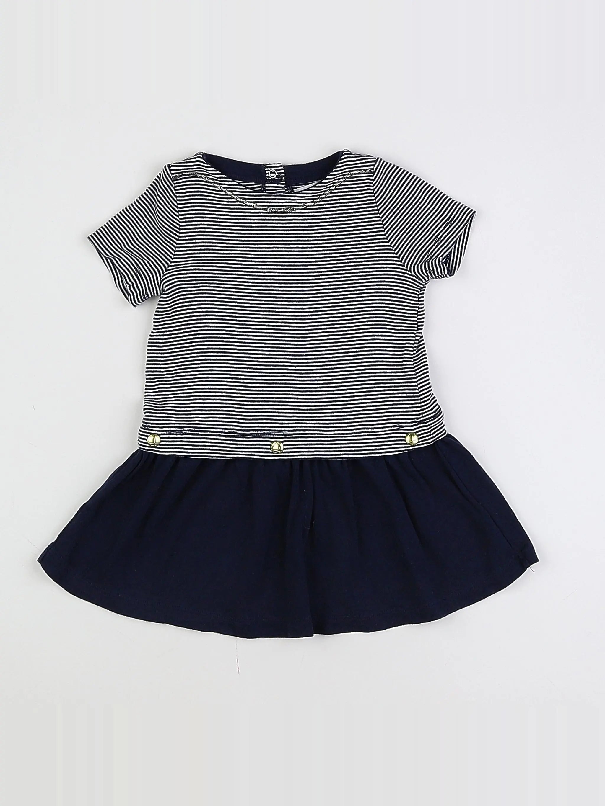 Petit Bateau - robe bleu, blanc - 12 mois