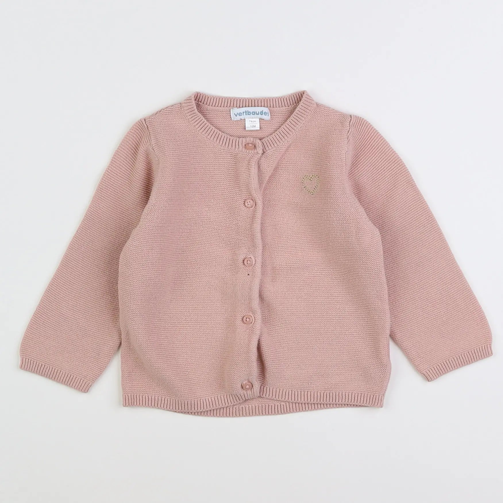 Vertbaudet - gilet rose - 12 mois