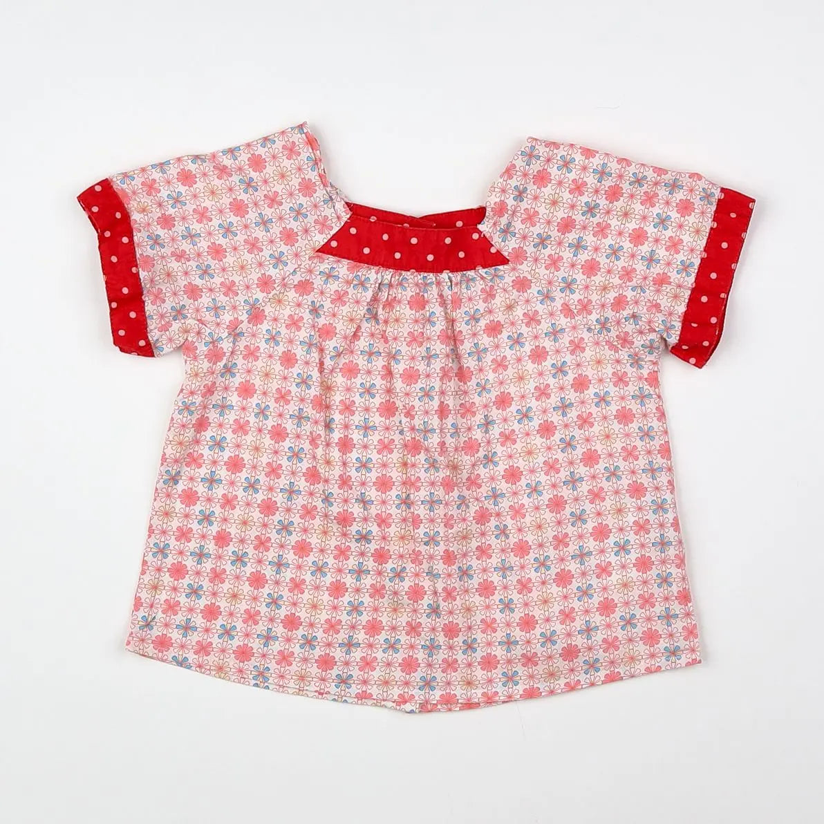 Vertbaudet - blouse blanc, rouge - 12 mois