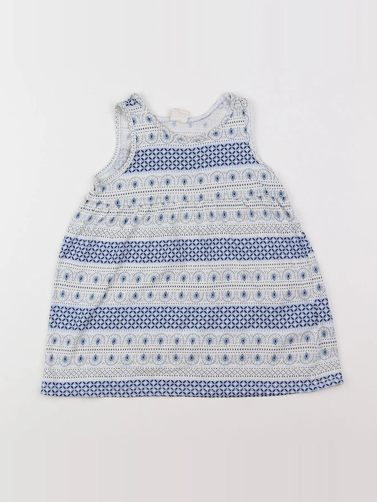 H&M - robe blanc, bleu - 12/18 mois
