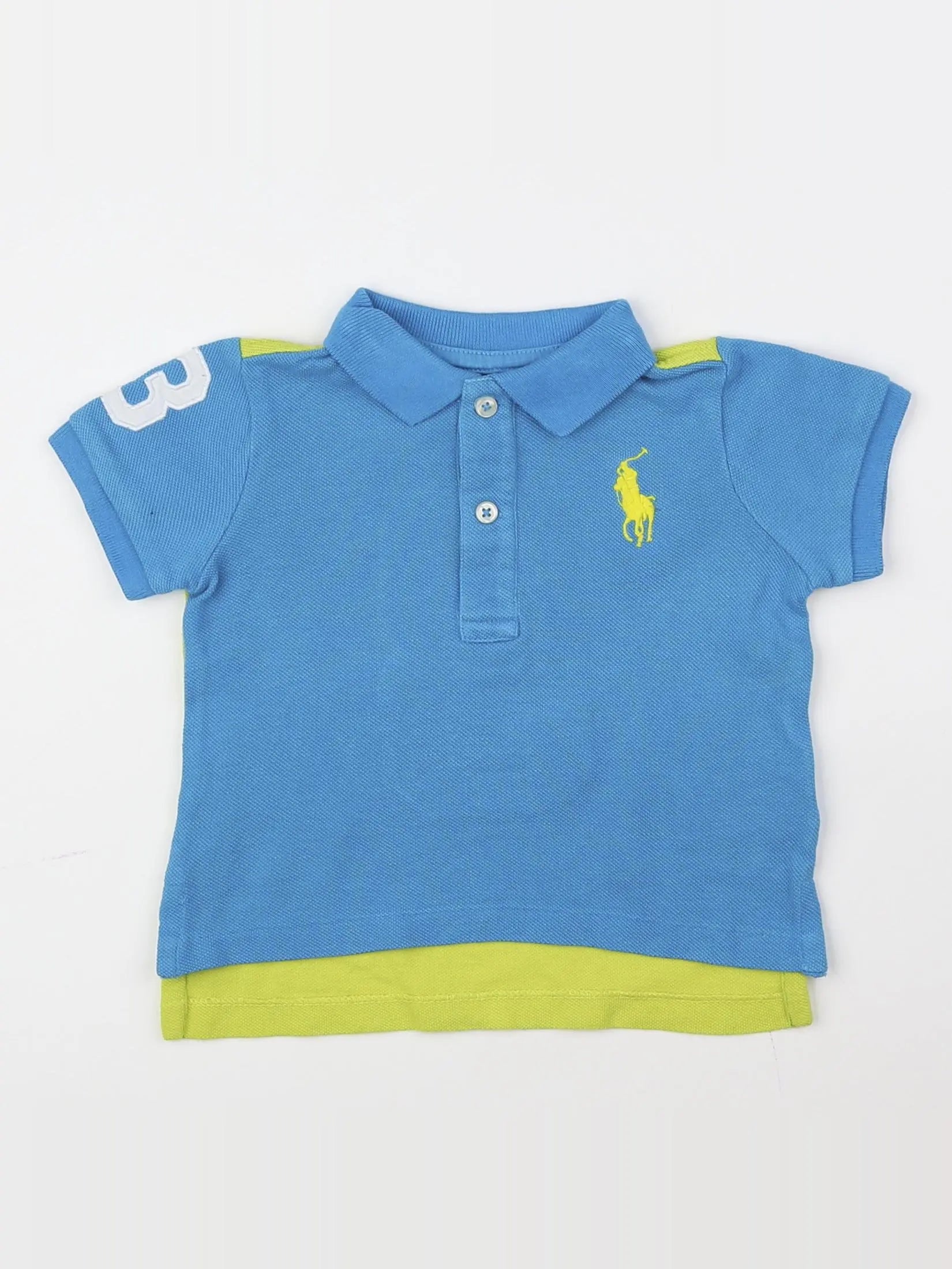 Ralph Lauren - polo bleu, jaune - 6 mois