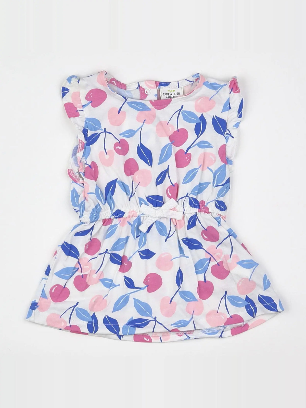 Tape à l'oeil - robe blanc, bleu, rose - 6 mois