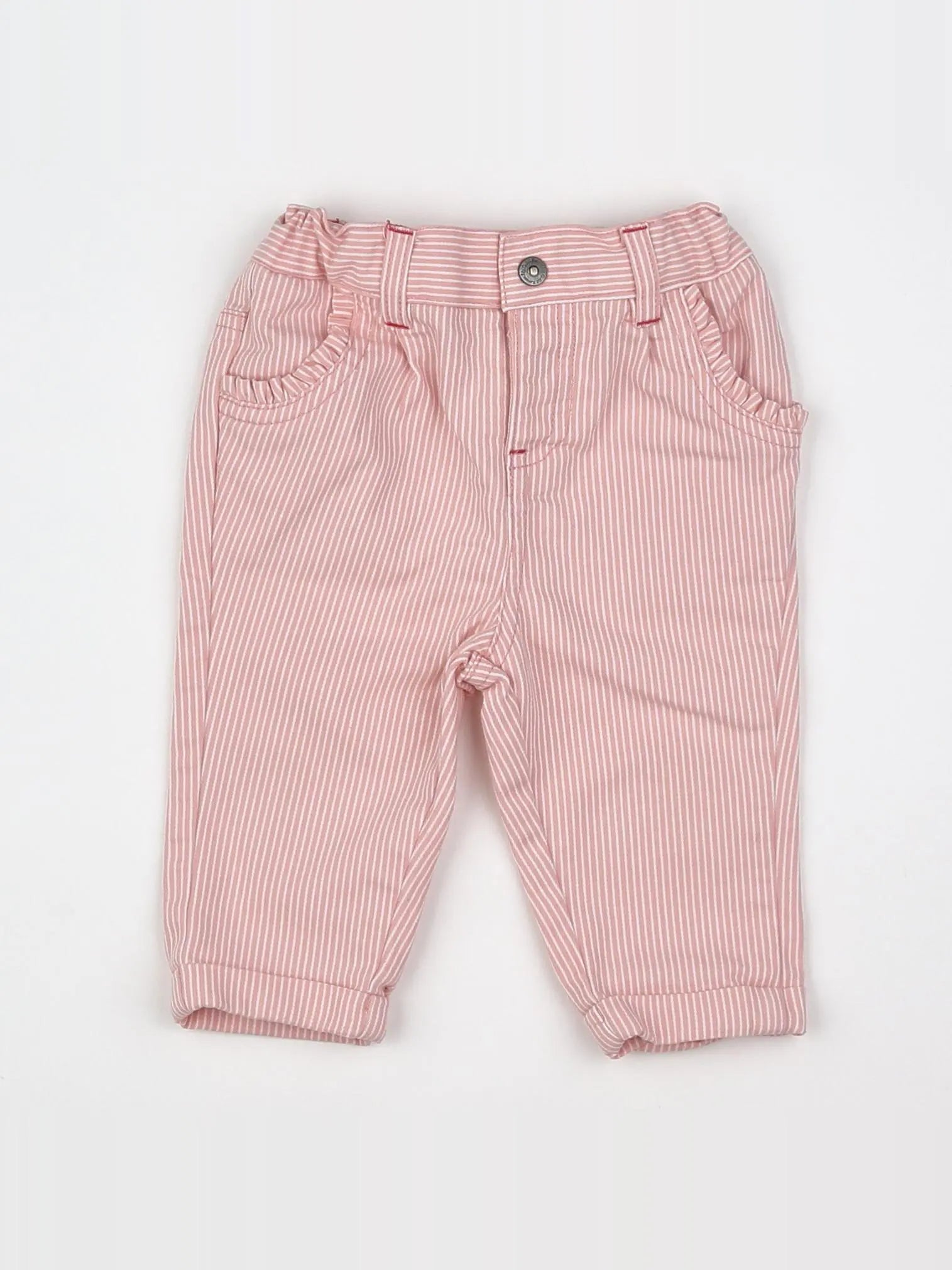 Cadet Rousselle - pantalon blanc, rose - 6 mois
