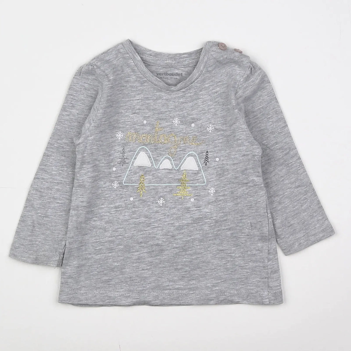 Vertbaudet - tee-shirt gris - 6 mois