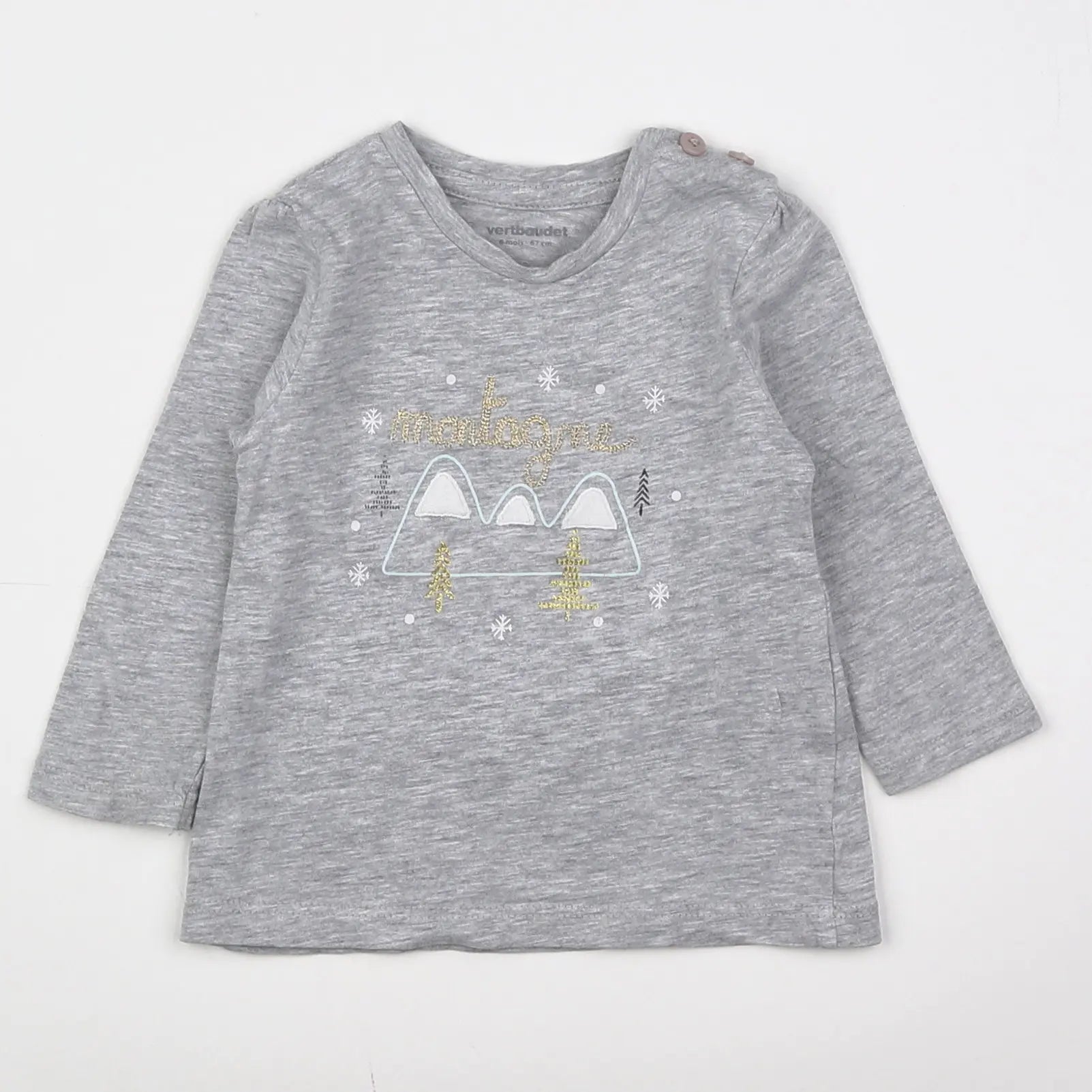 Vertbaudet - tee-shirt gris - 6 mois