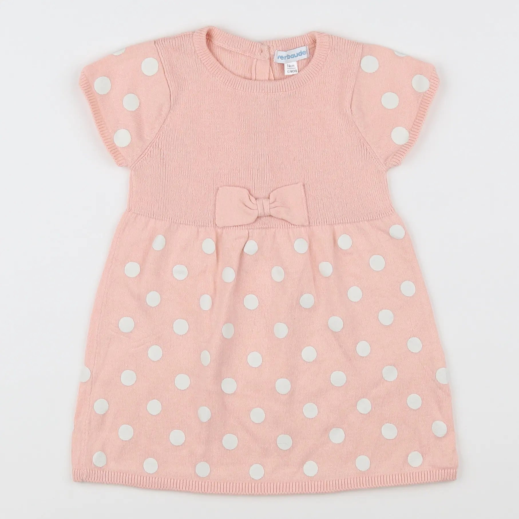 Vertbaudet - robe rose, blanc - 12 mois