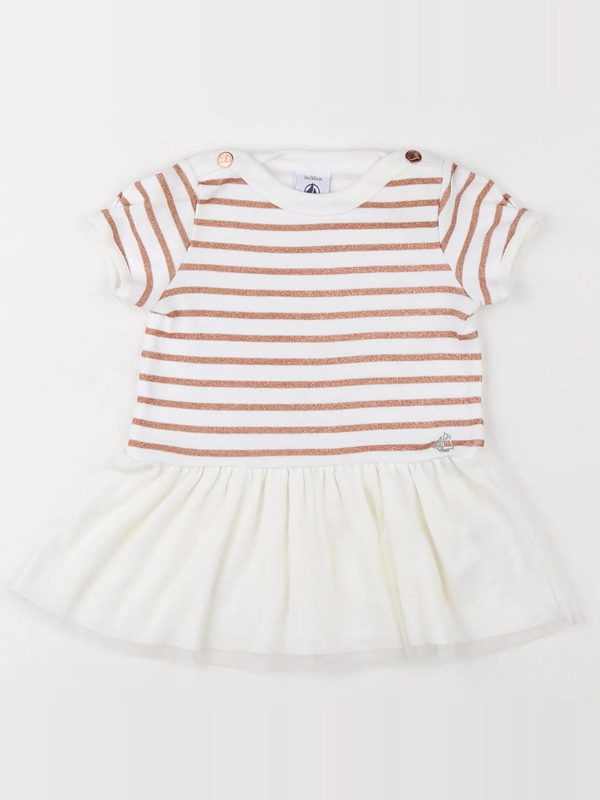 Petit Bateau - robe beige, rose - 3 mois