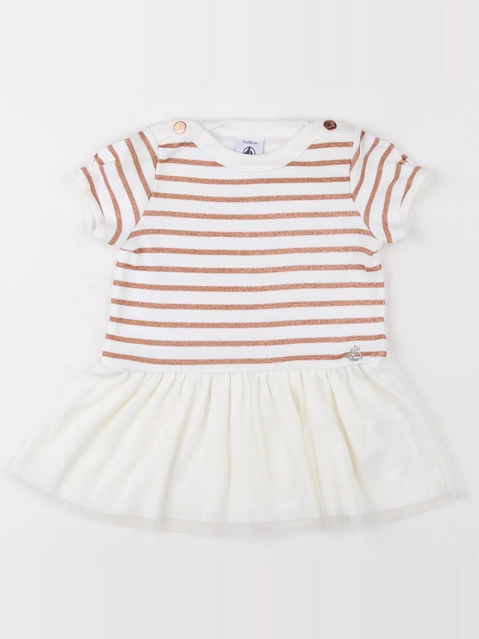 Petit Bateau - robe beige, rose - 3 mois