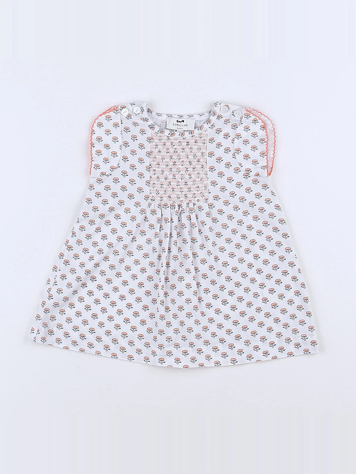 Cyrillus - robe blanc, rose - 3 mois