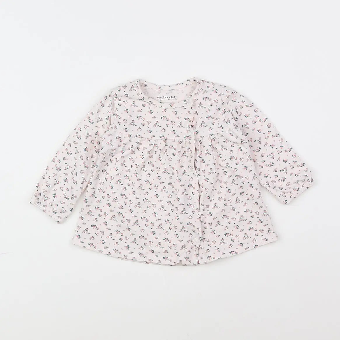 Vertbaudet - robe blanc, rose - 6 mois