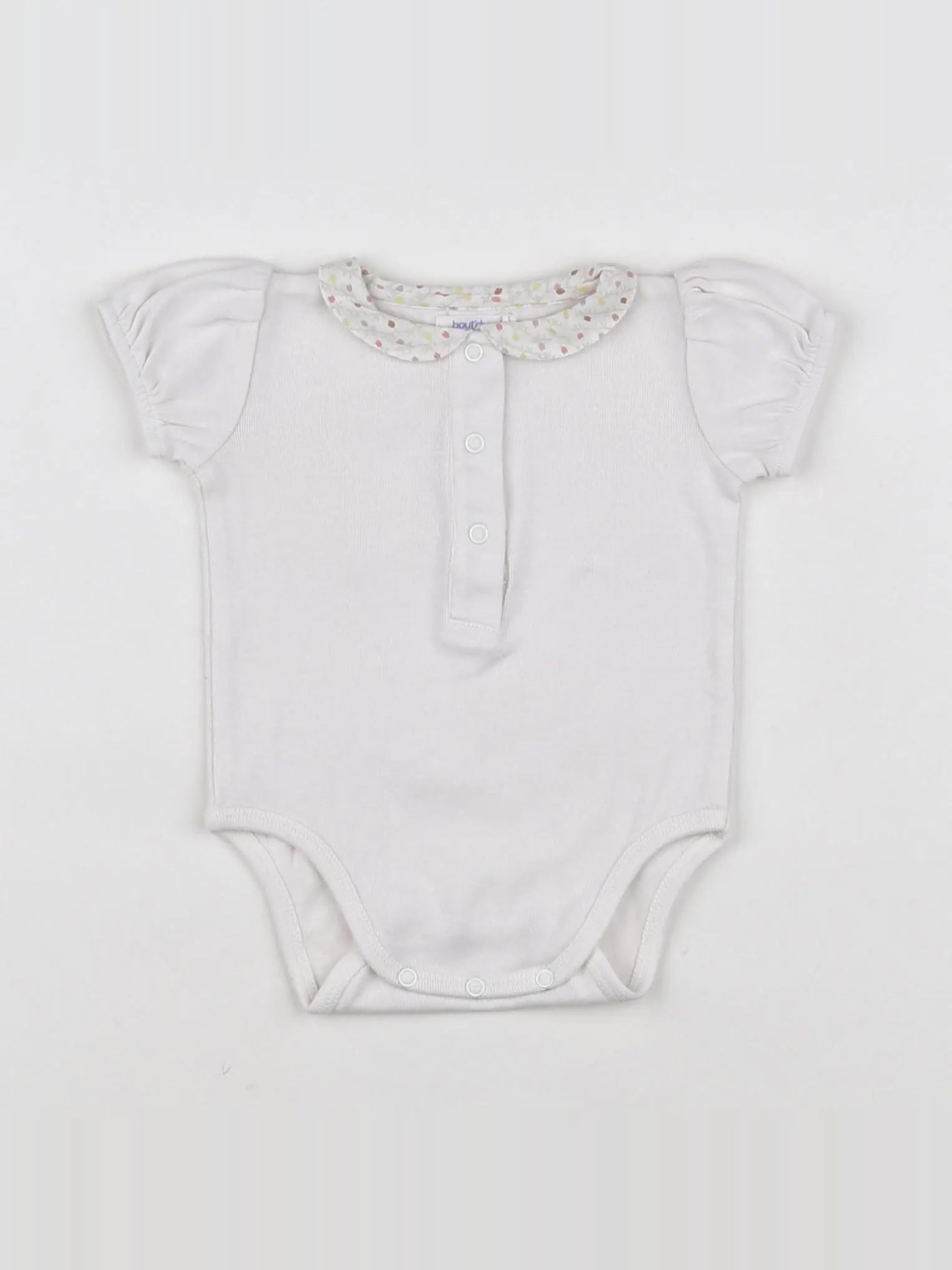 Boutchou - body vetement blanc, rose - 3 mois