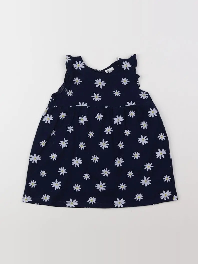 H&M - robe bleu, blanc - 9/12 mois
