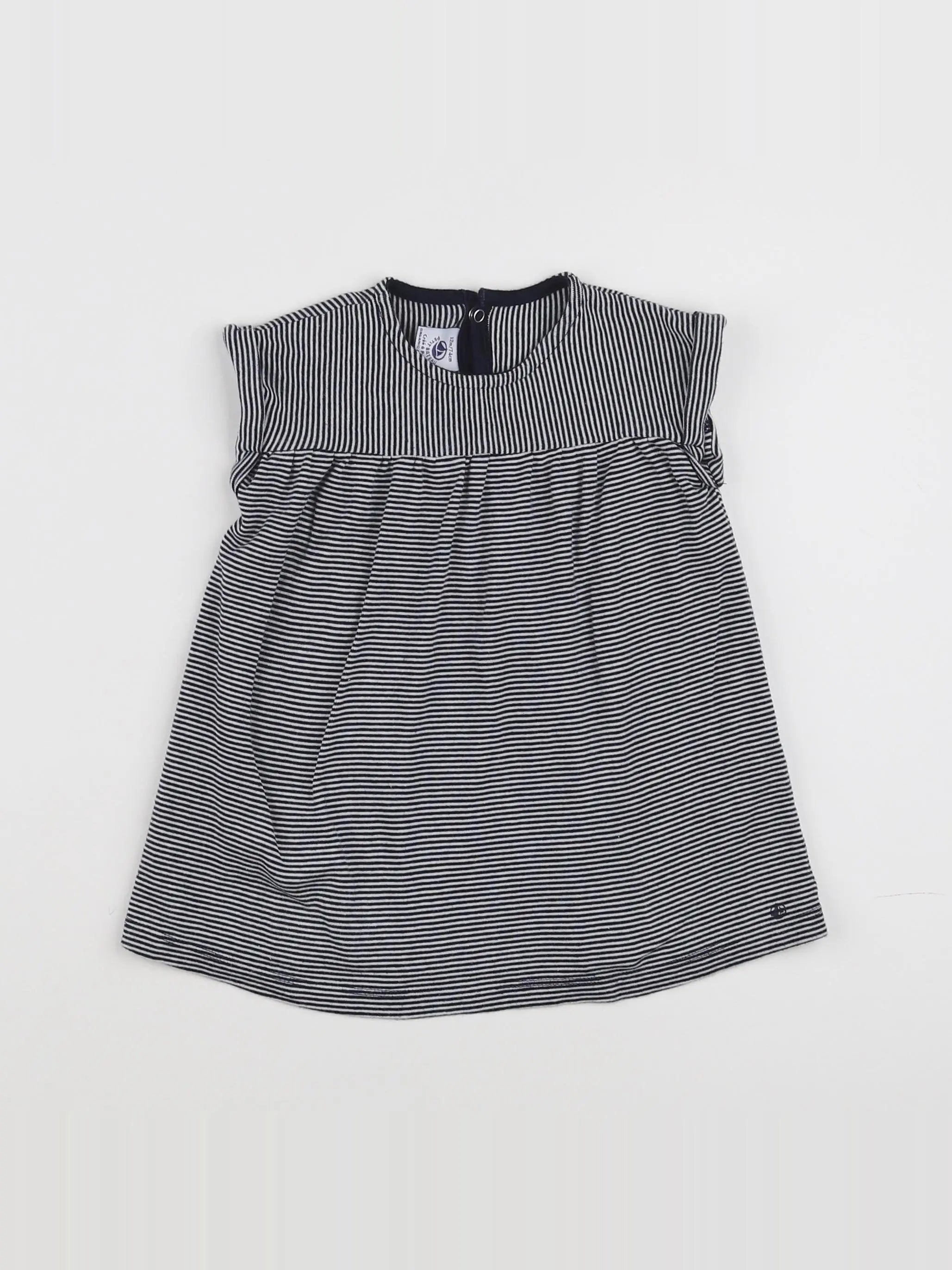 Petit Bateau - robe bleu, blanc - 12 mois