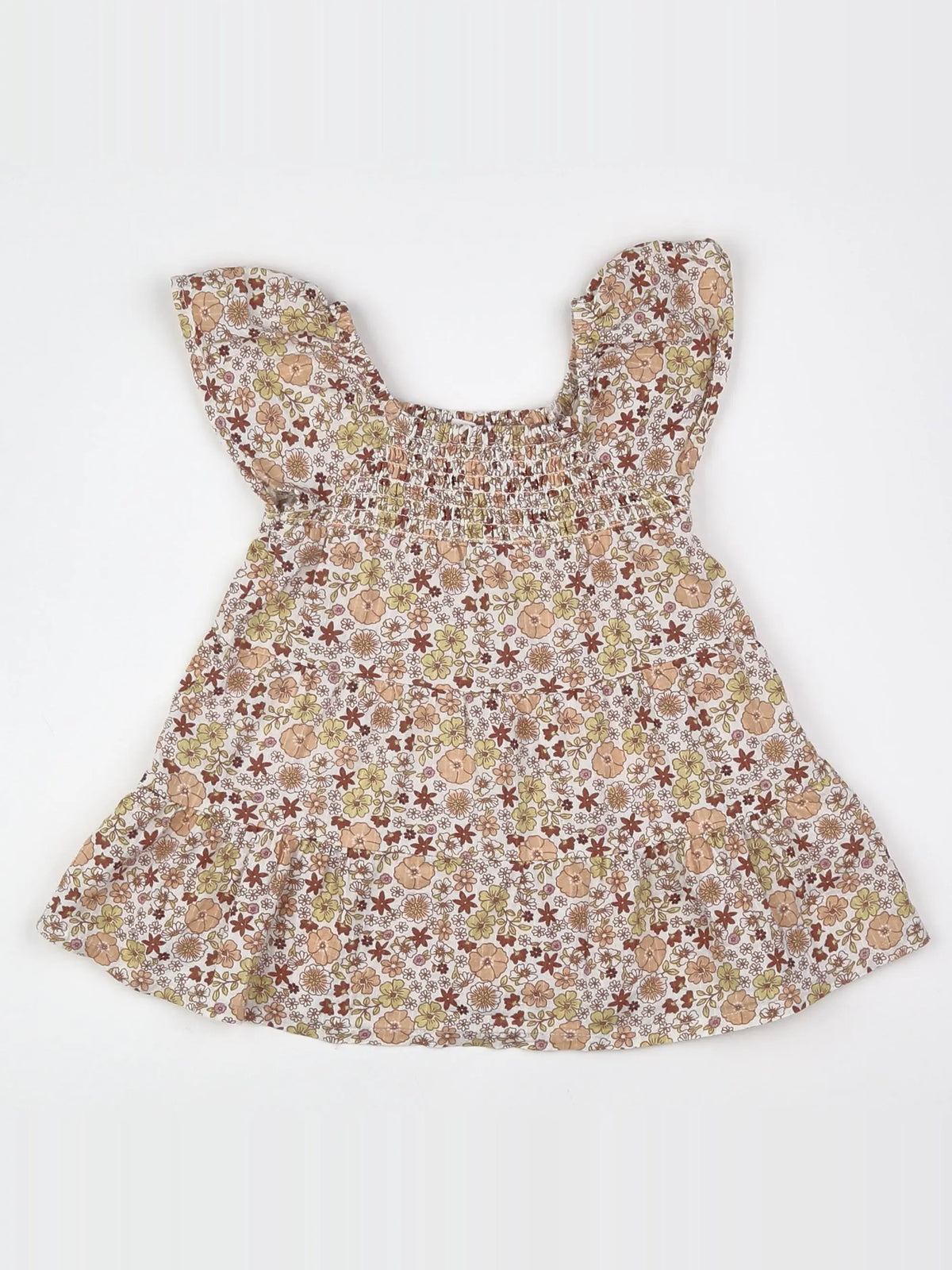 Vertbaudet - robe blanc, marron - 9 mois