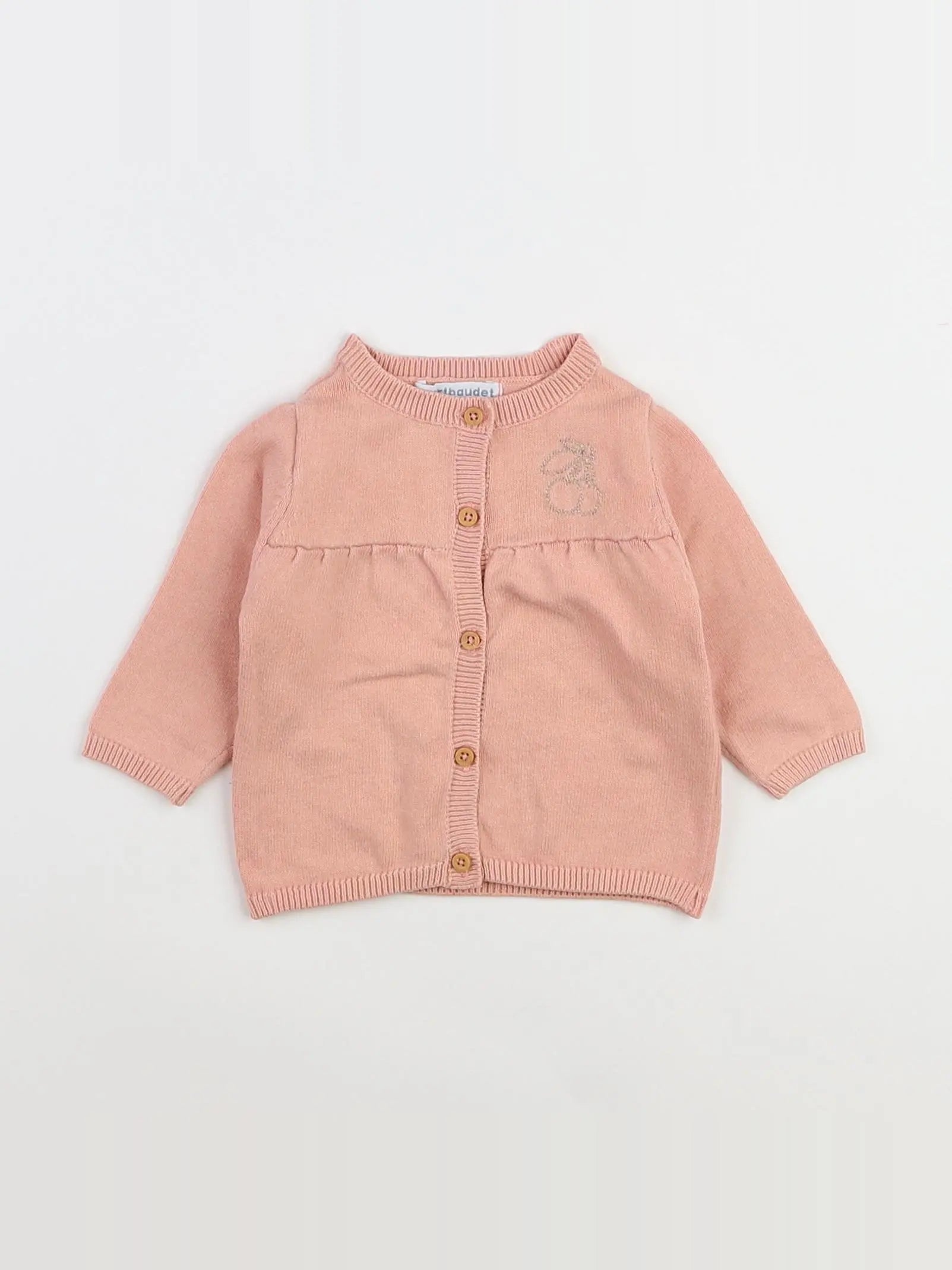 Vertbaudet - gilet rose, or - 3 mois