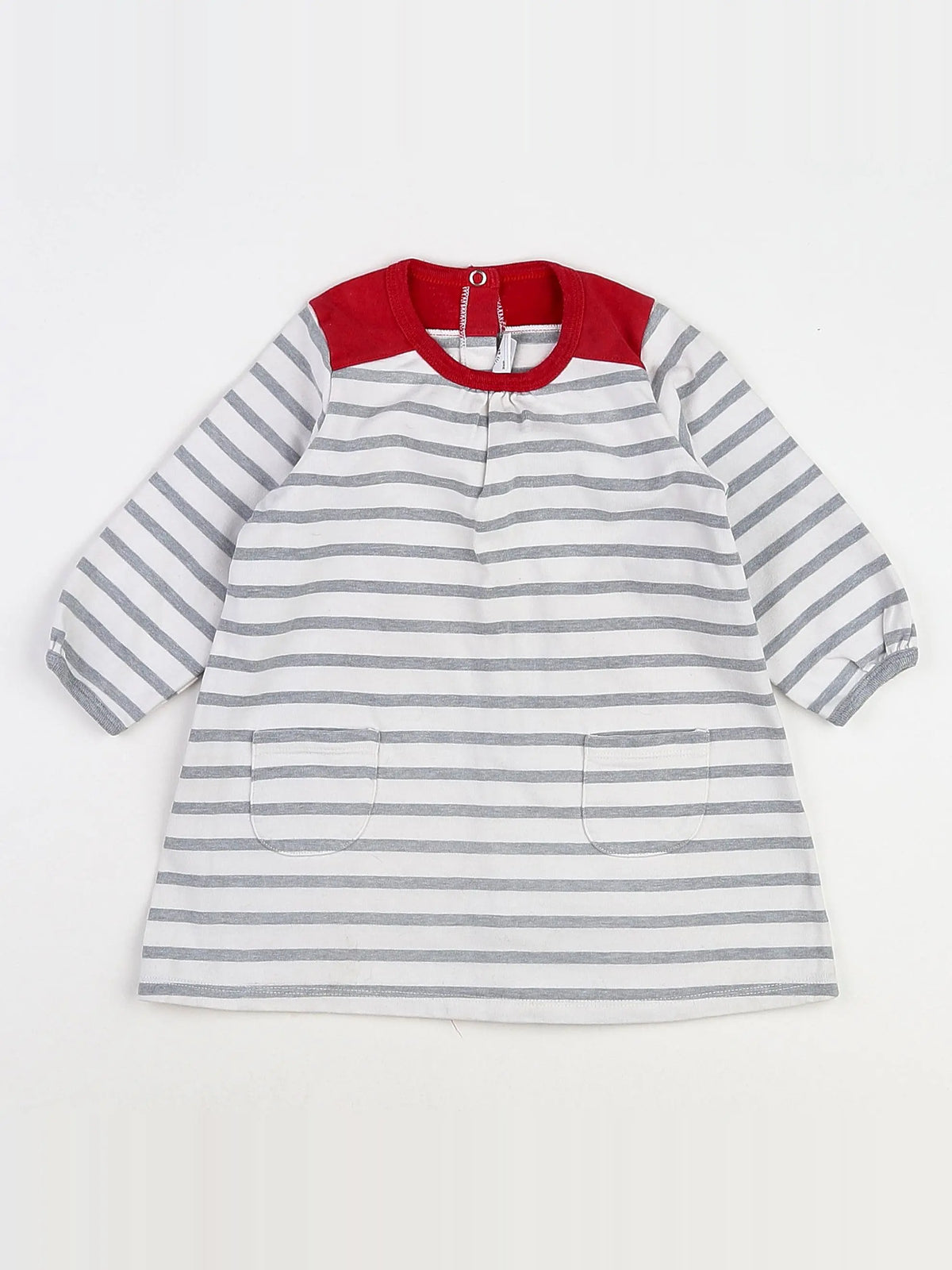 Petit Bateau - robe gris, blanc - 18 mois