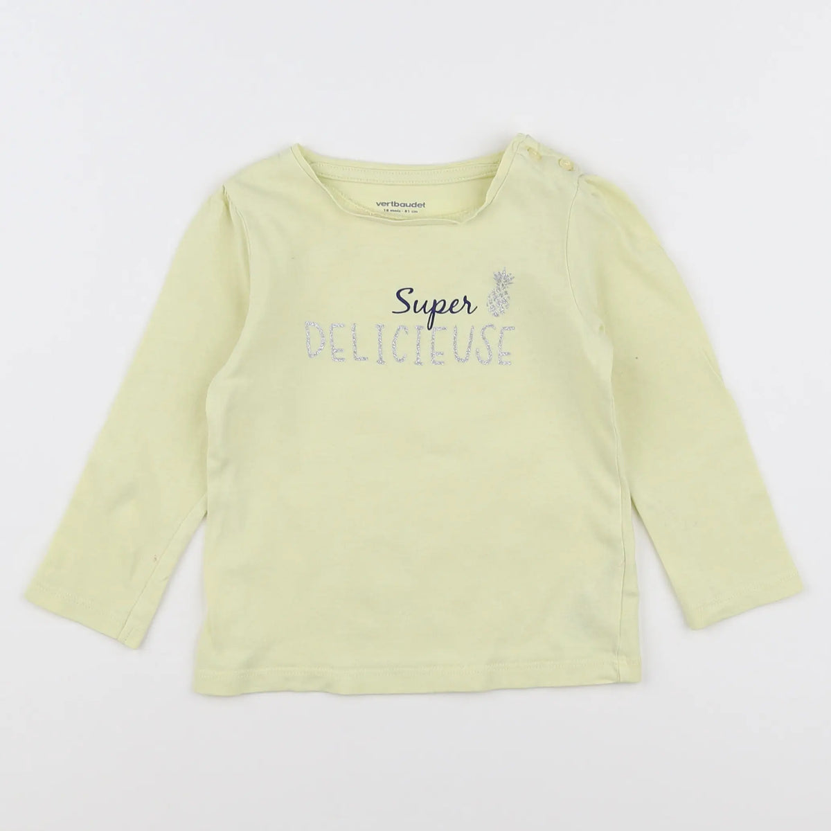 Vertbaudet - tee-shirt jaune, argent - 18 mois