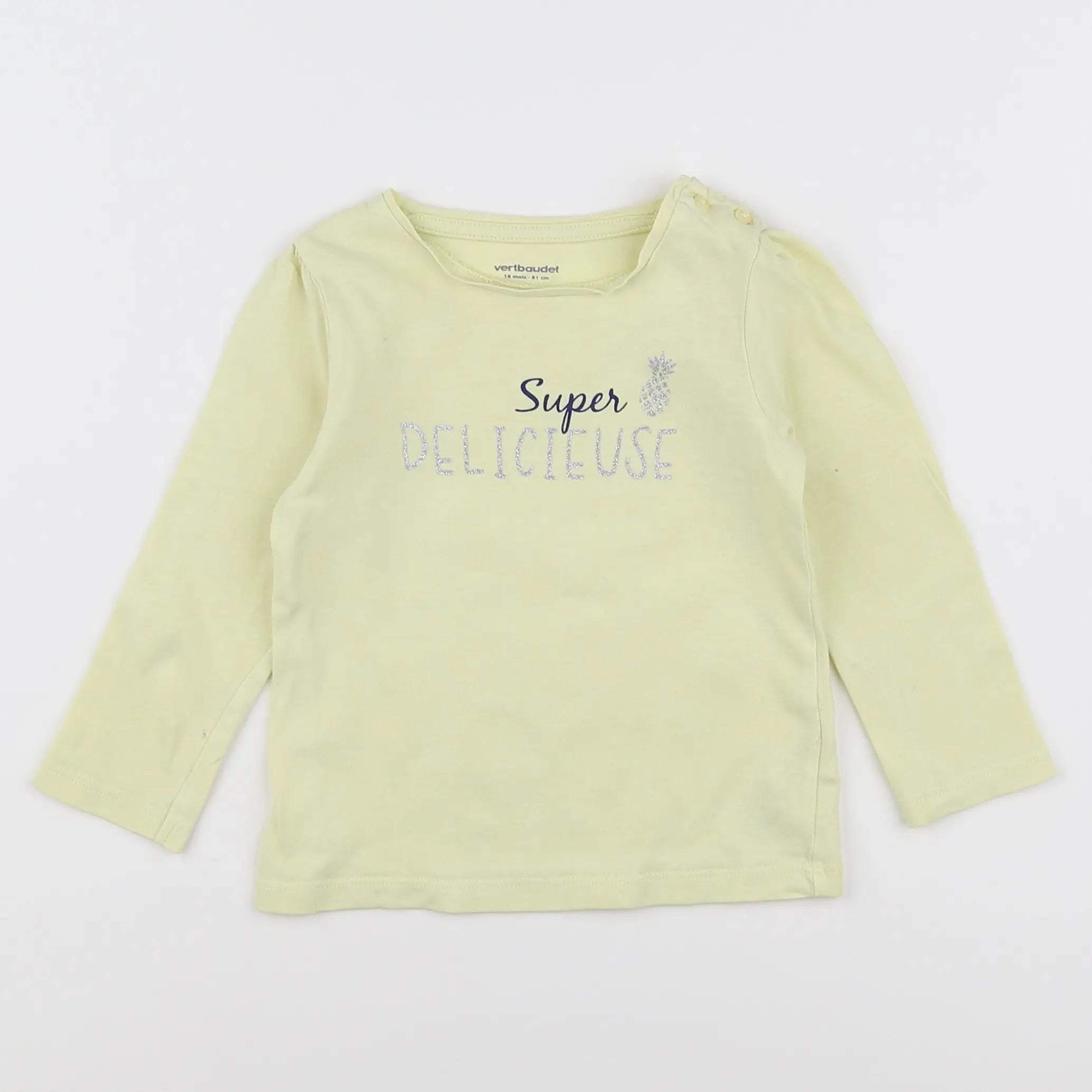 Vertbaudet - tee-shirt jaune, argent - 18 mois