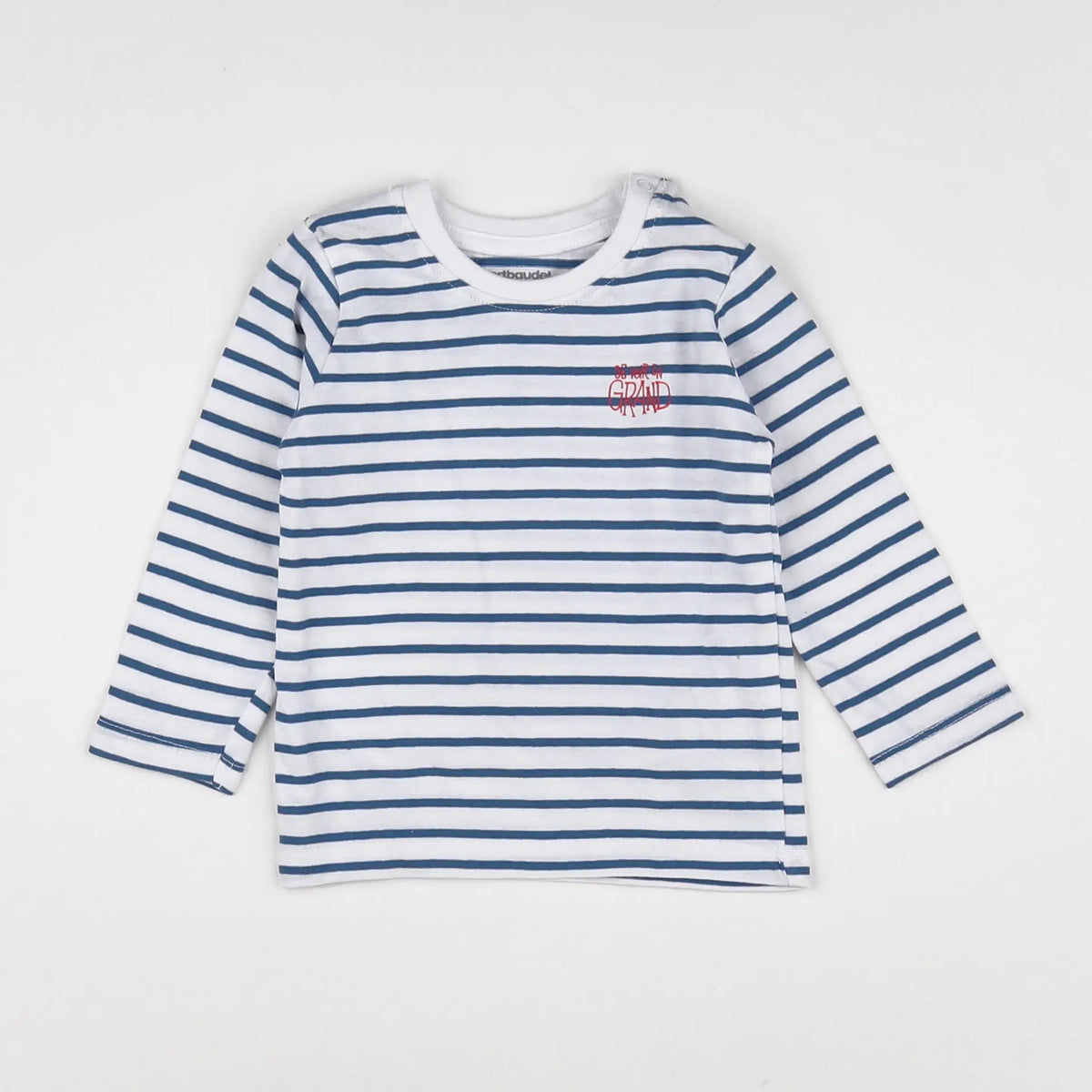 Vertbaudet - tee-shirt blanc, bleu - 6 mois