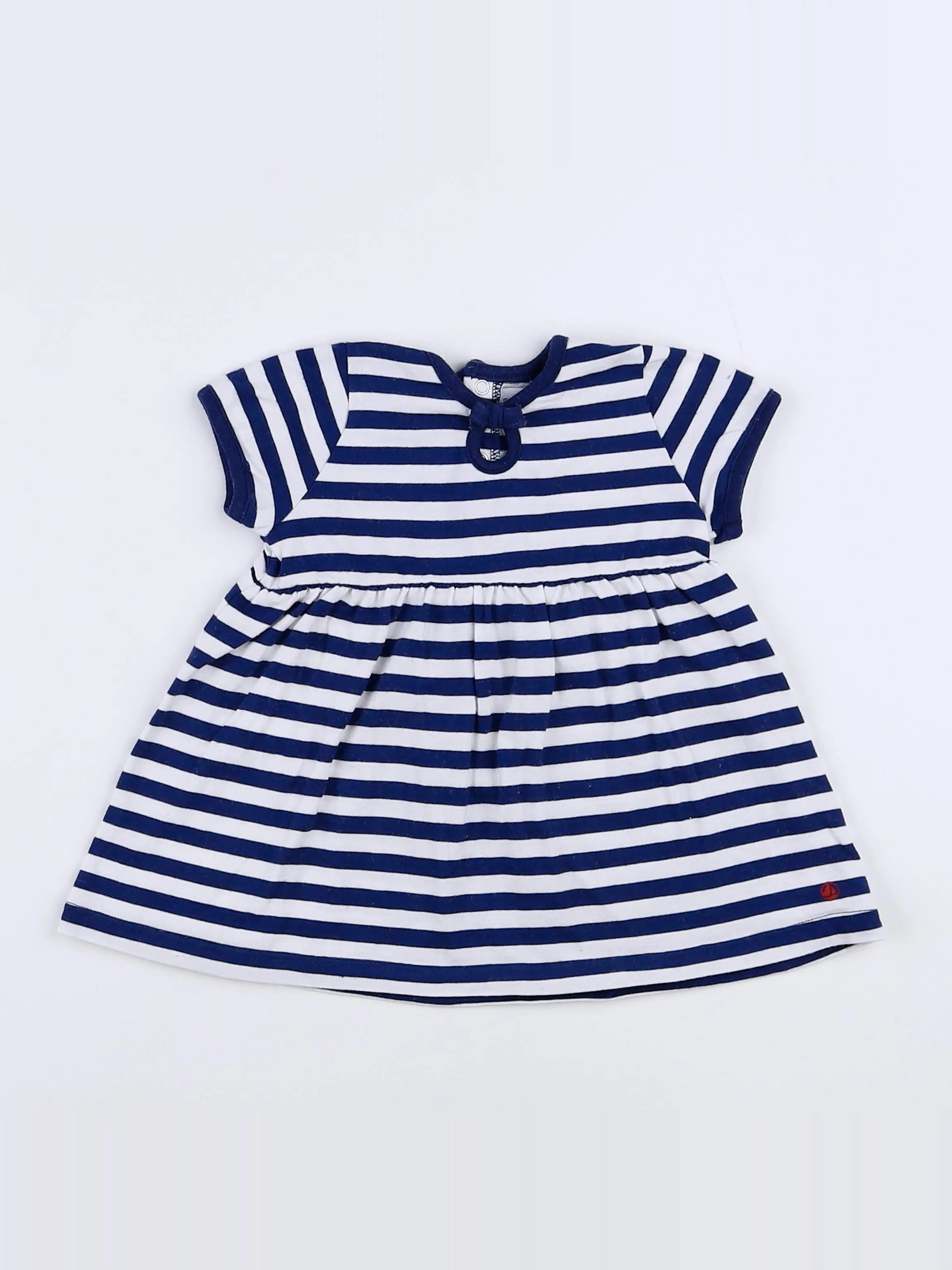 Petit Bateau - robe blanc, bleu - 3 mois