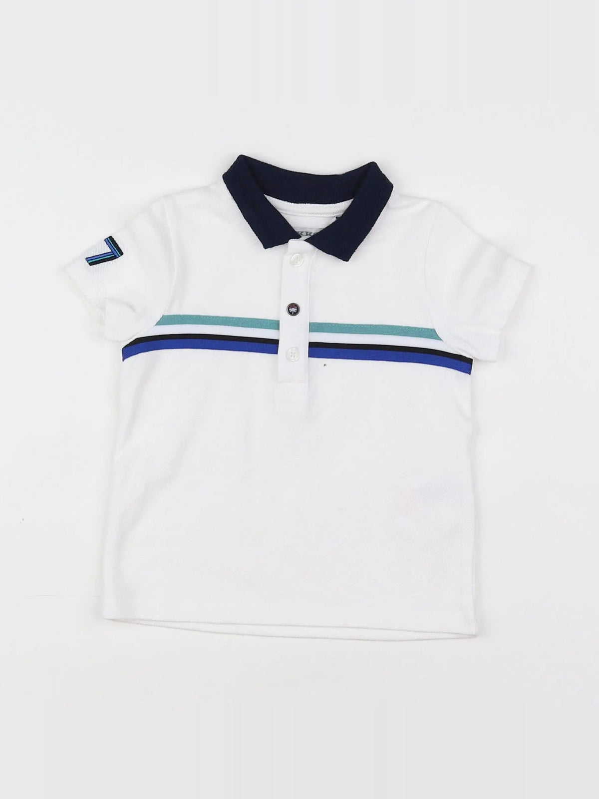 IKKS - polo blanc, bleu, vert - 12 mois