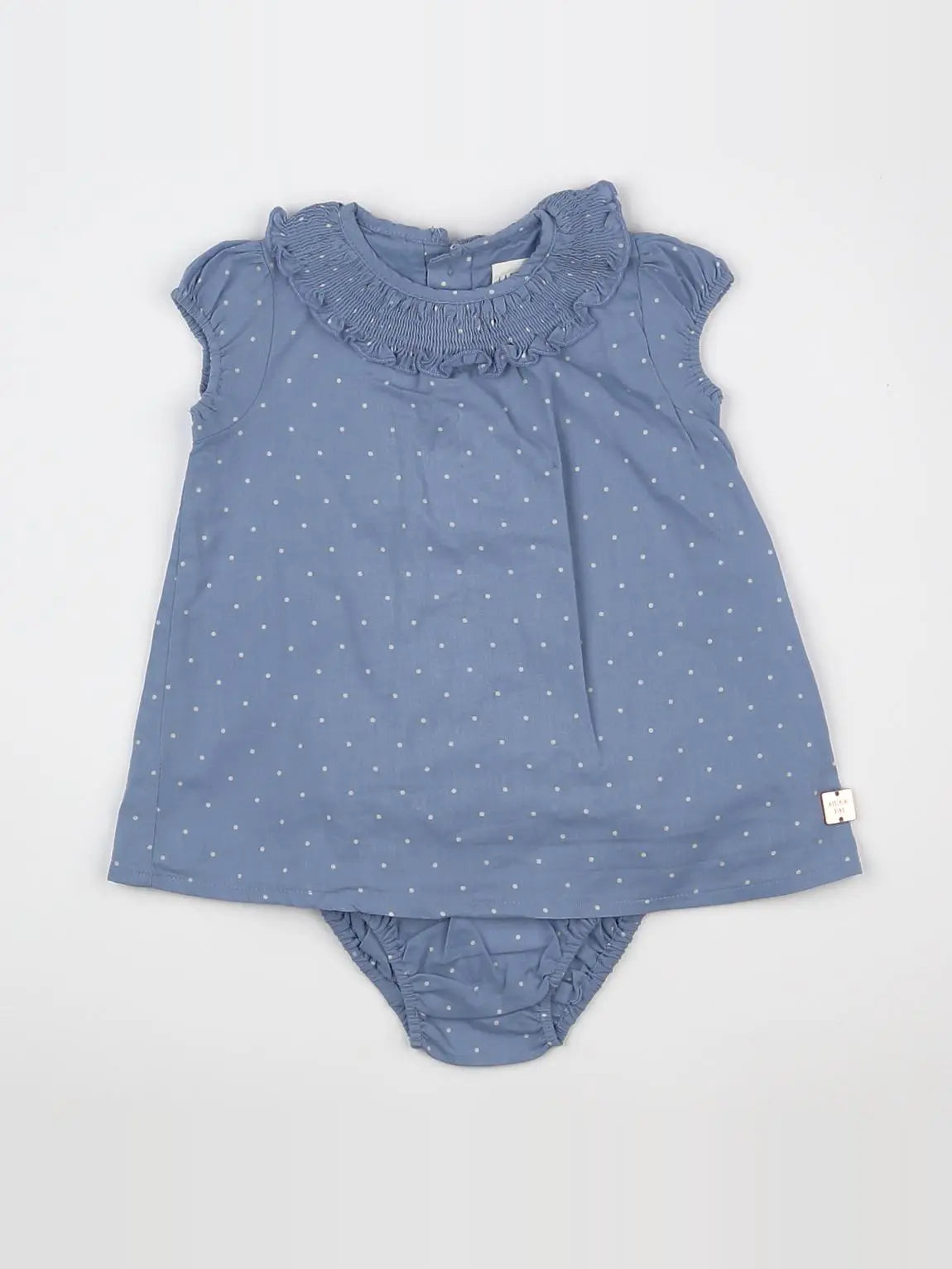 Carrément Beau - robe bleu, blanc - 1 mois
