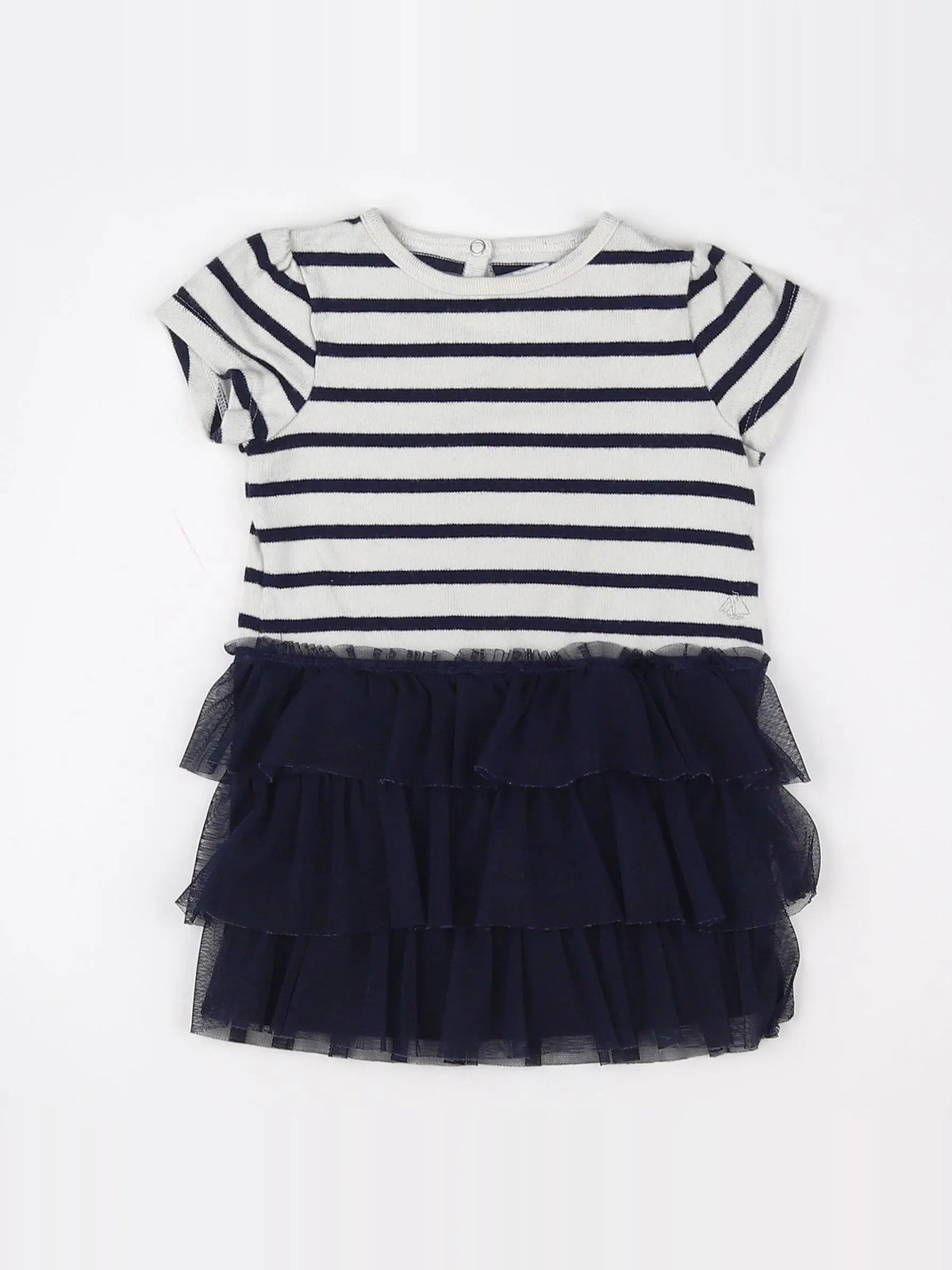 Petit Bateau - robe bleu, blanc - 12 mois
