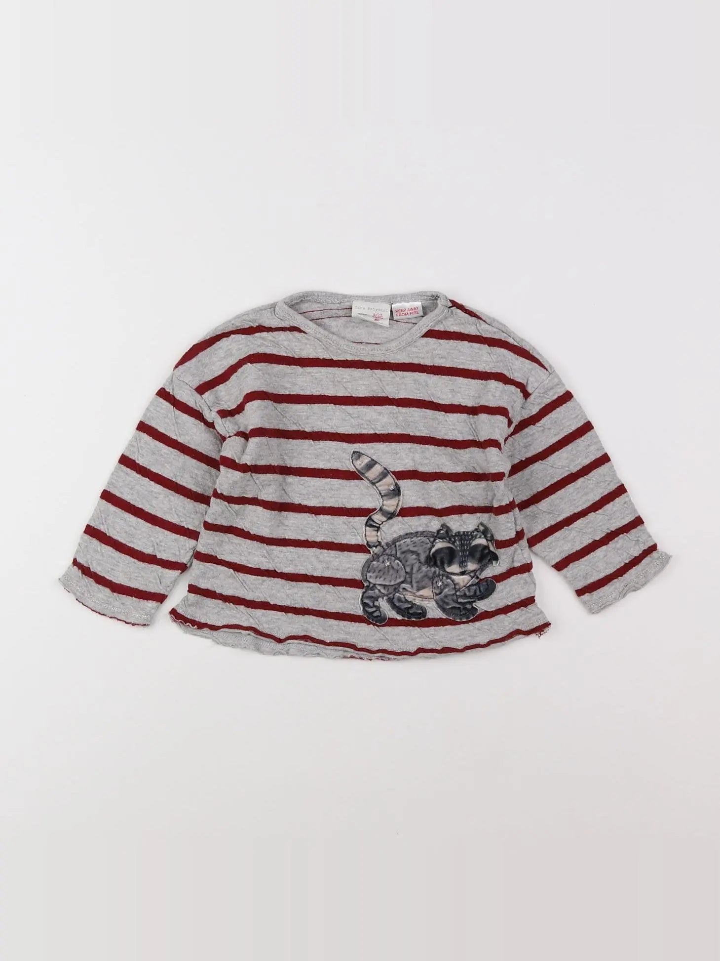 Zara - tee-shirt gris, rouge - 9/12 mois
