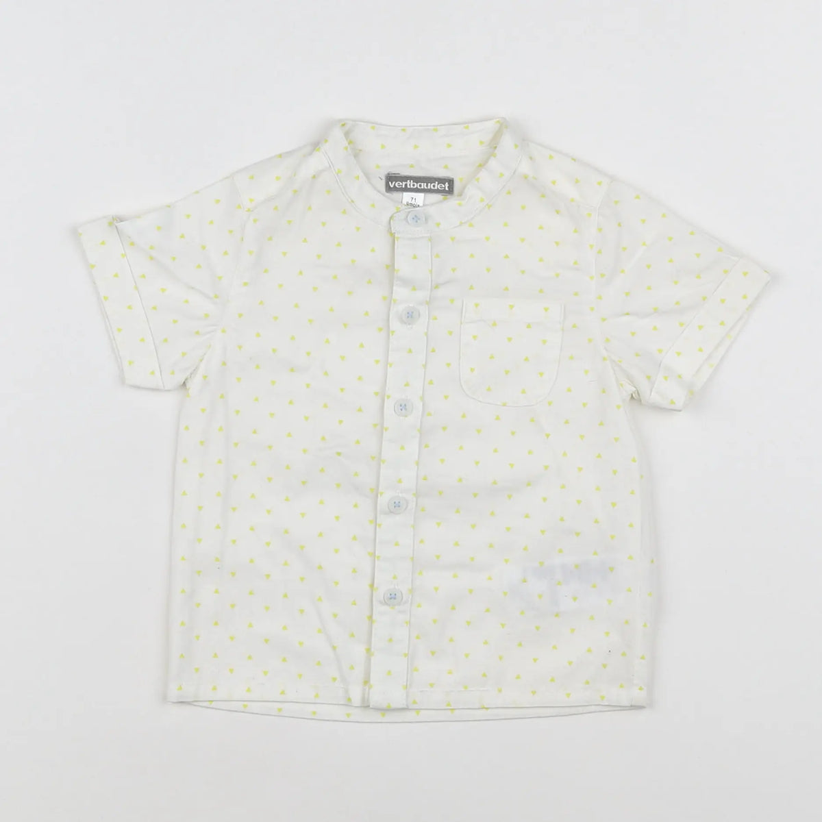 Vertbaudet - chemise blanc, jaune - 9 mois