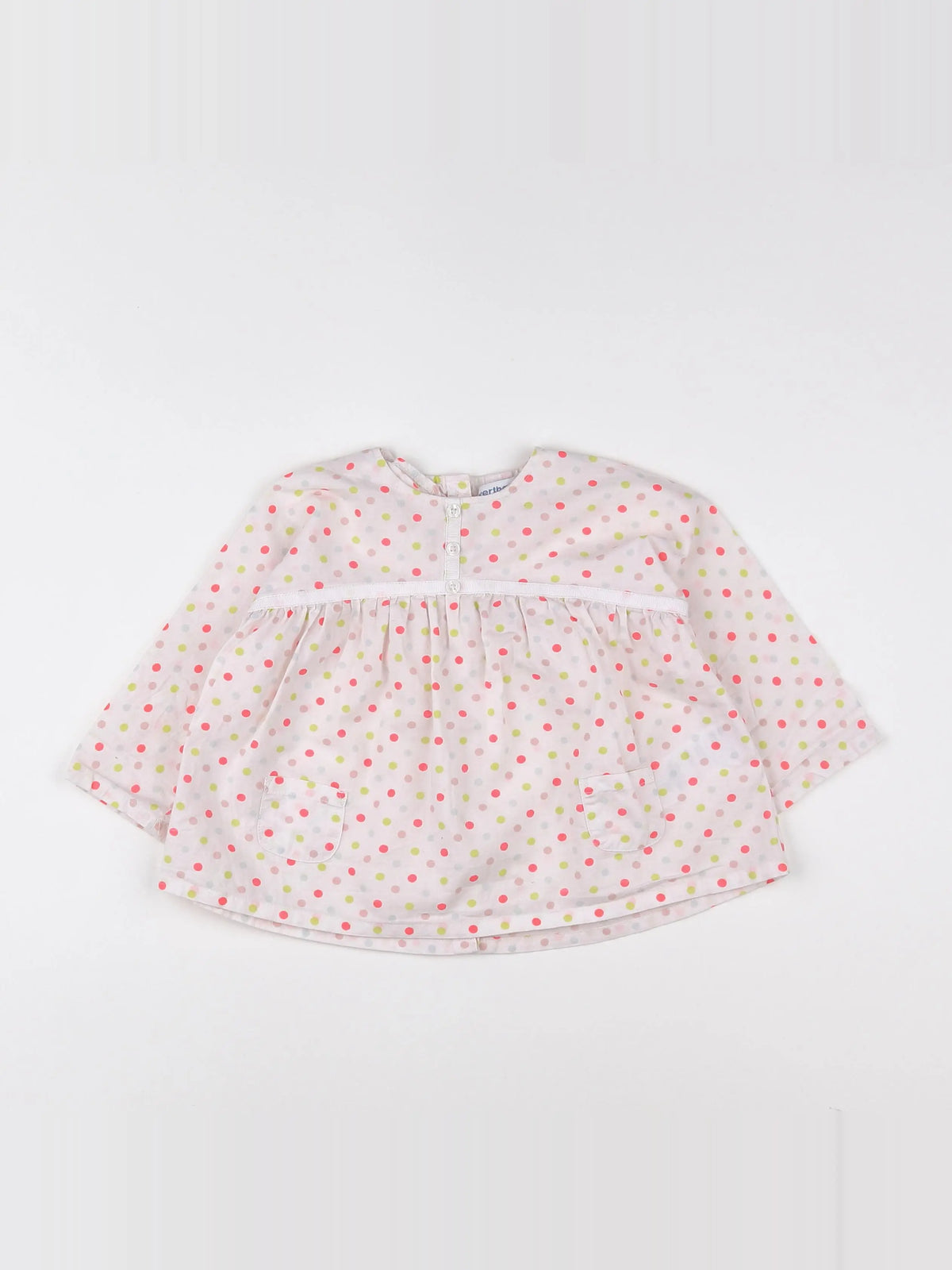 Vertbaudet - blouse rose, blanc - 12 mois