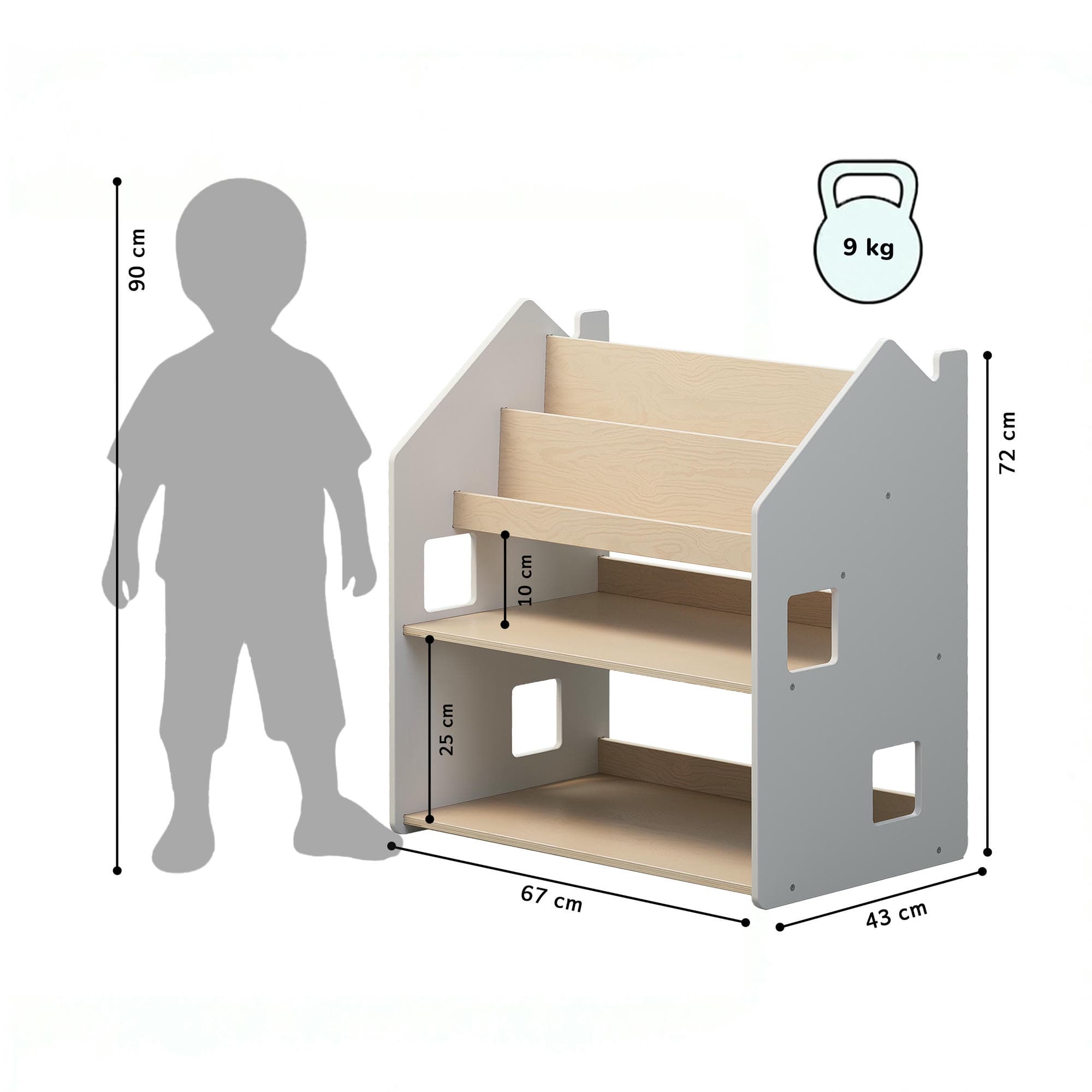 Étagère Montessori 2 en 1 polyvalente - Couleur blanche