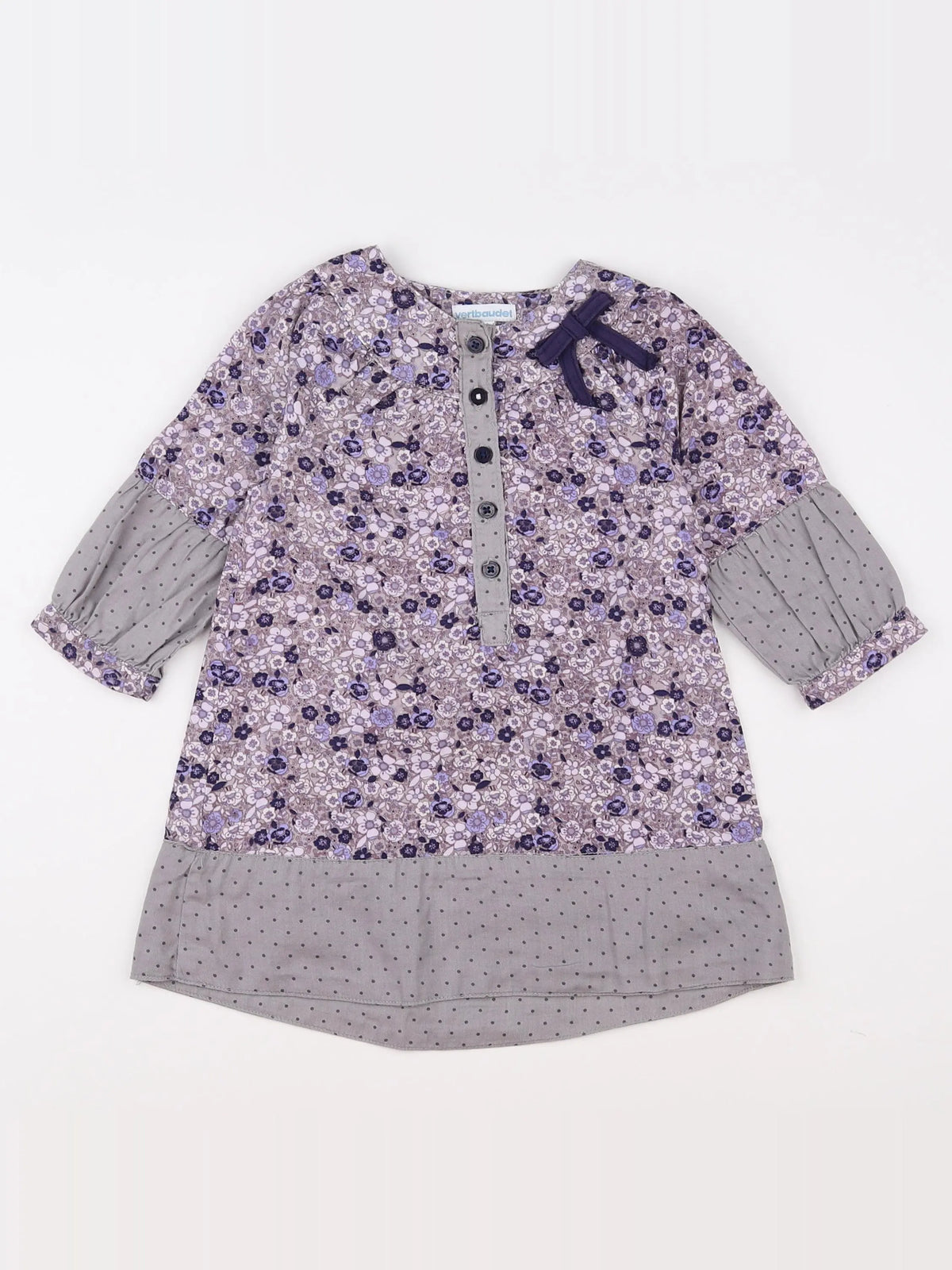 Vertbaudet - robe violet, gris - 18 mois