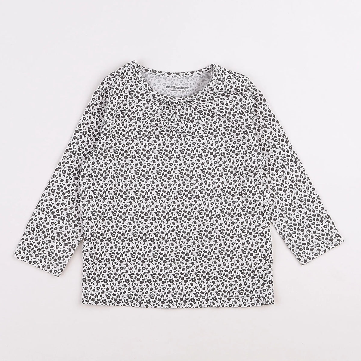 Vertbaudet - tee-shirt blanc, noir - 12 mois