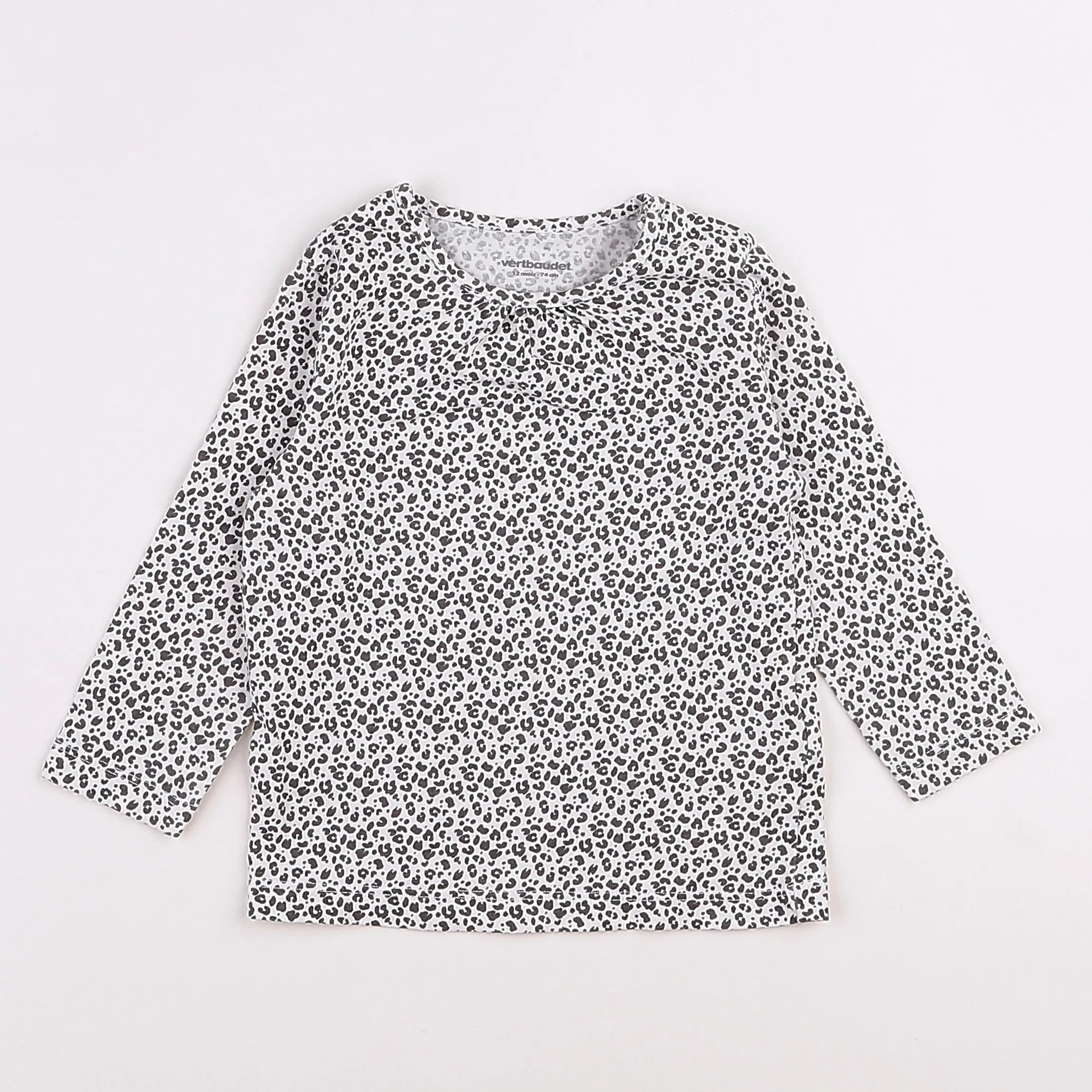 Vertbaudet - tee-shirt blanc, noir - 12 mois