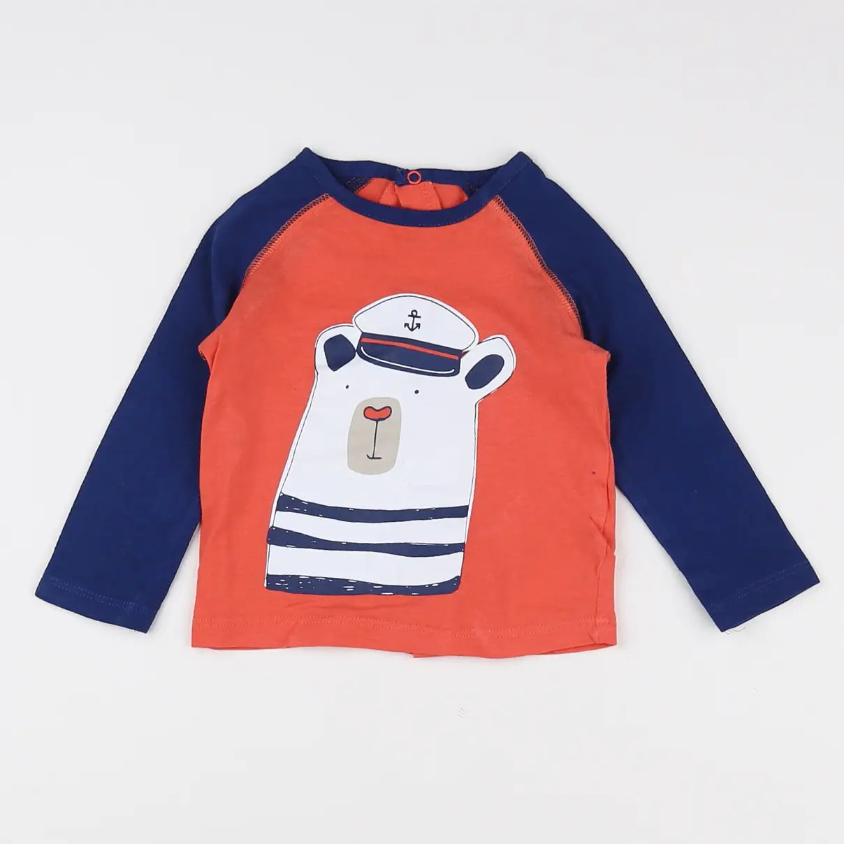 Vertbaudet - tee-shirt bleu, orange - 6 mois