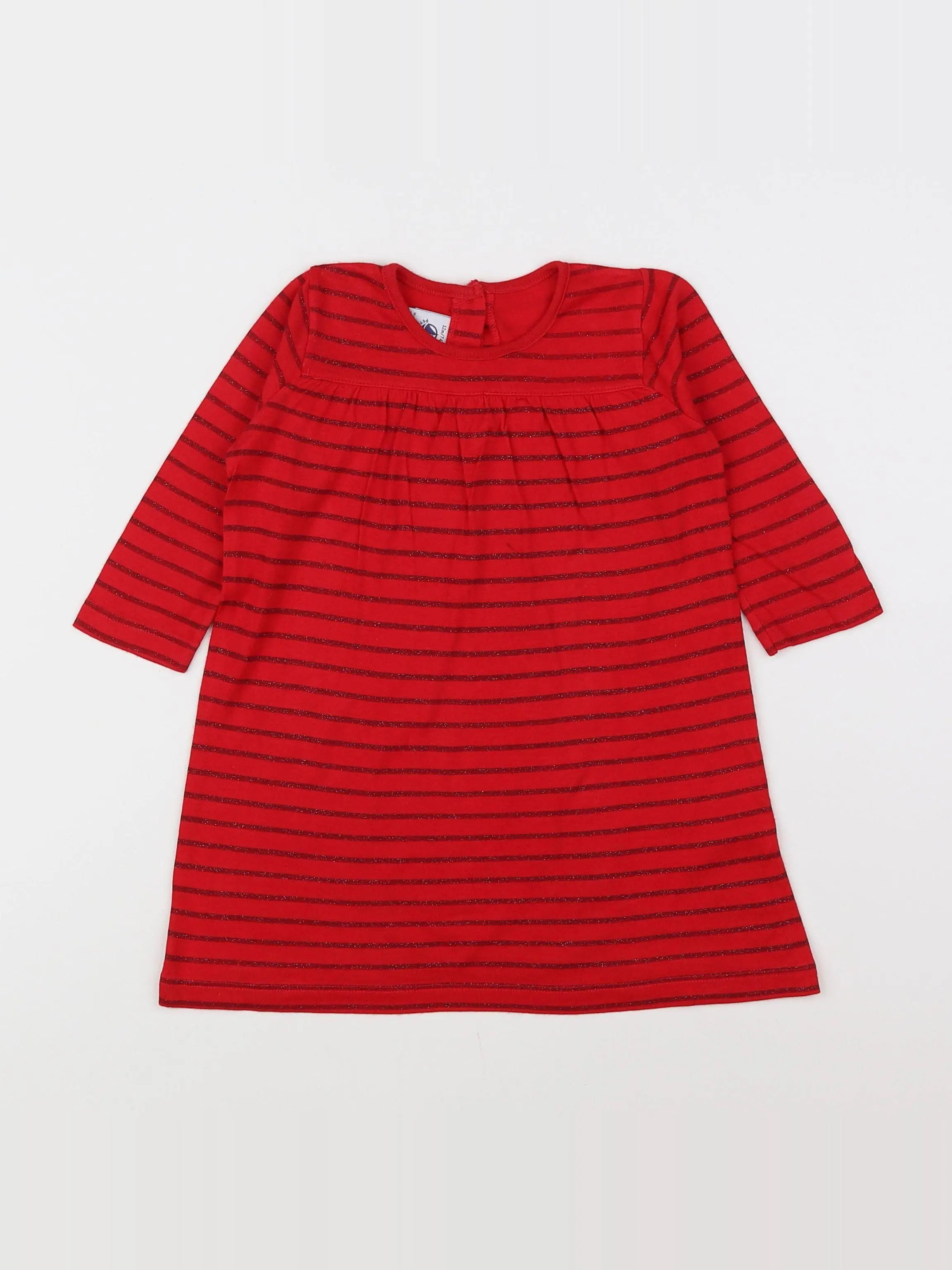 Petit Bateau - chemise de nuit coton rouge - 12 mois