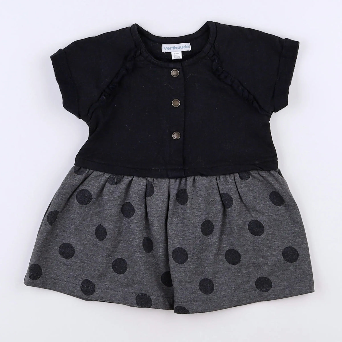 Vertbaudet - robe gris, noir - 9 mois