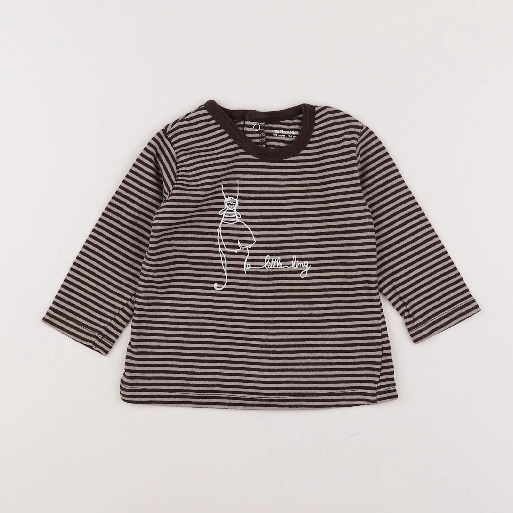 Vertbaudet - tee-shirt taupe - 12 mois