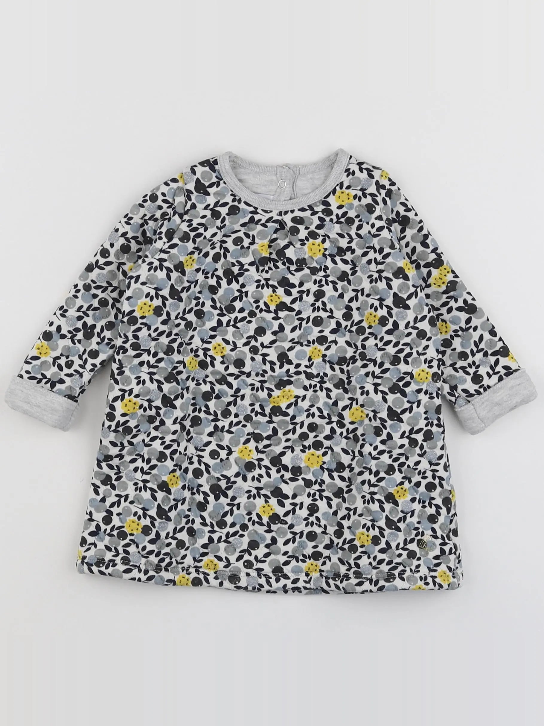 Petit Bateau - robe gris, jaune - 12 mois