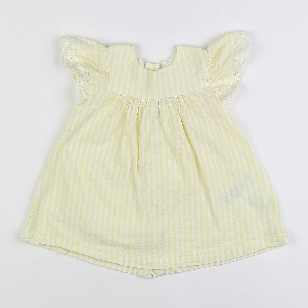 Vertbaudet - robe jaune, blanc - 12 mois