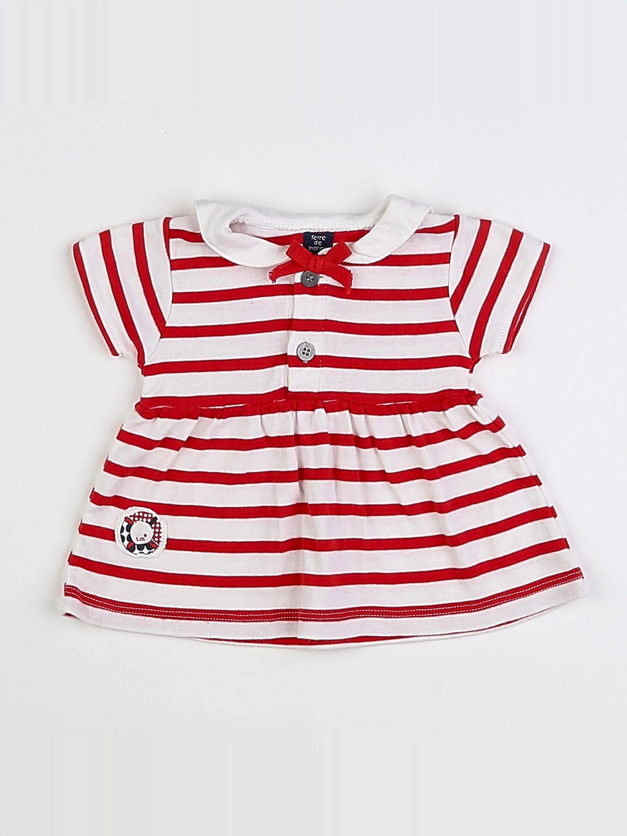 Terre de marins - tee-shirt blanc, rouge - 3 mois