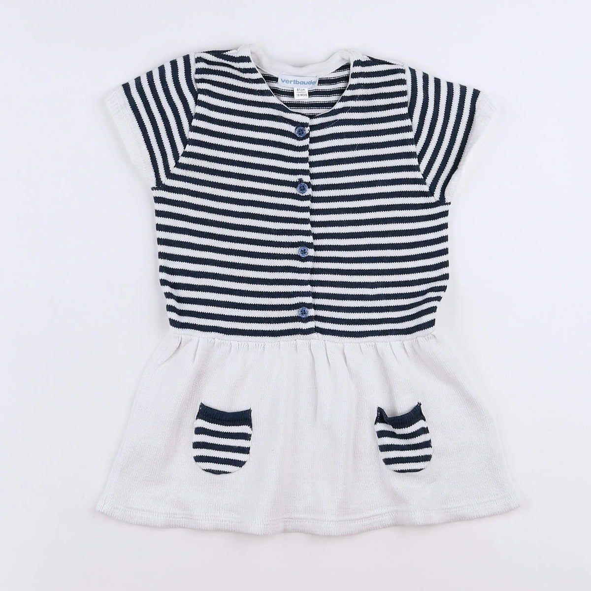 Vertbaudet - robe blanc, bleu - 18 mois