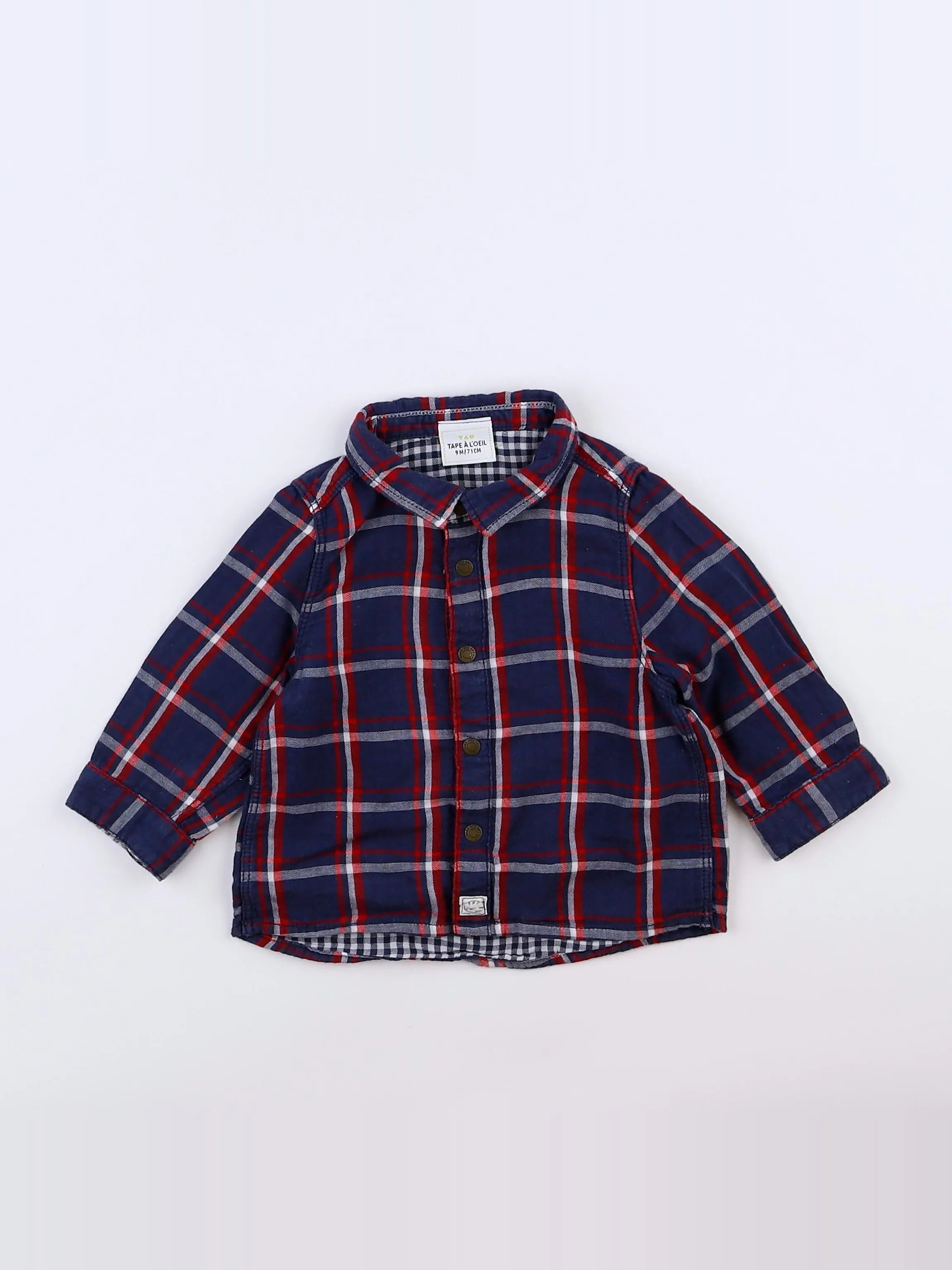 Tape à l'oeil - chemise bleu, rouge - 9 mois