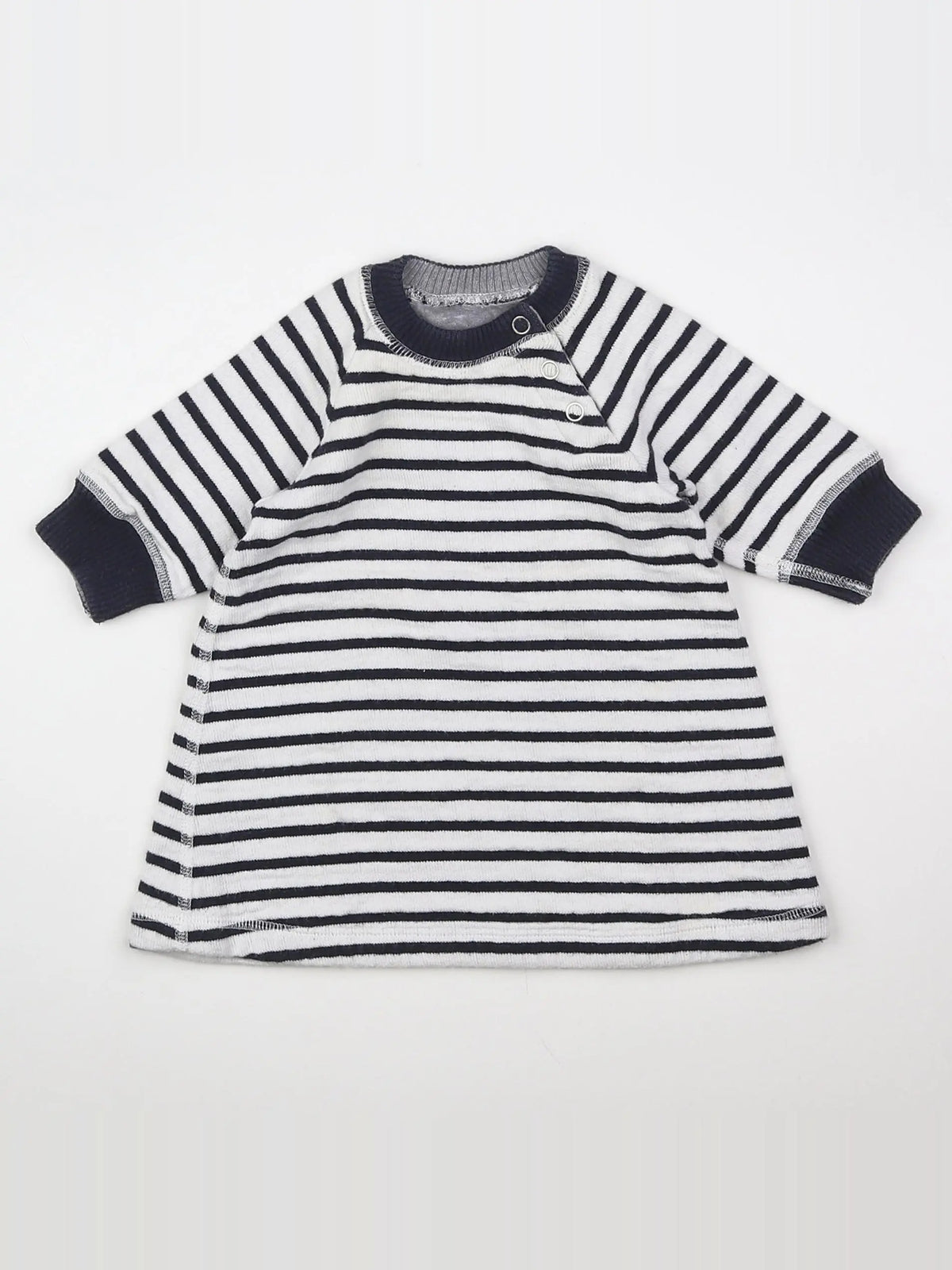 Petit Bateau - robe blanc, bleu - 3 mois