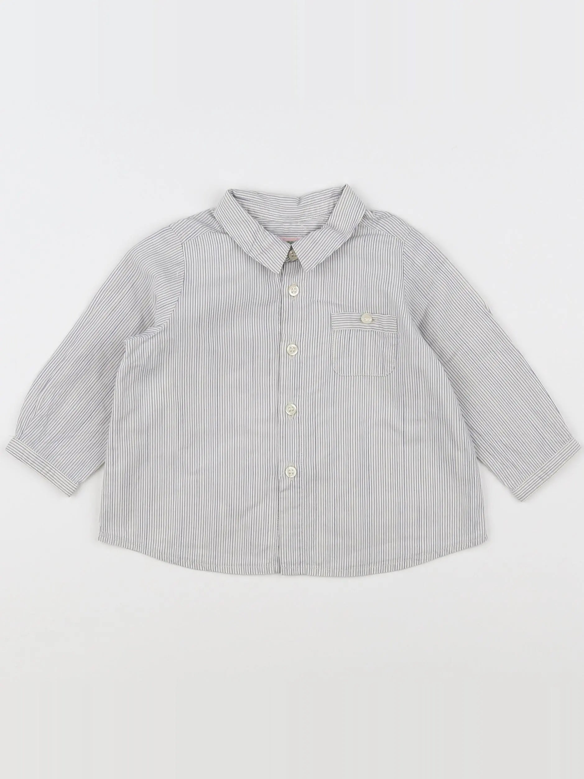 Bonpoint - chemise blanc, bleu - 6 mois