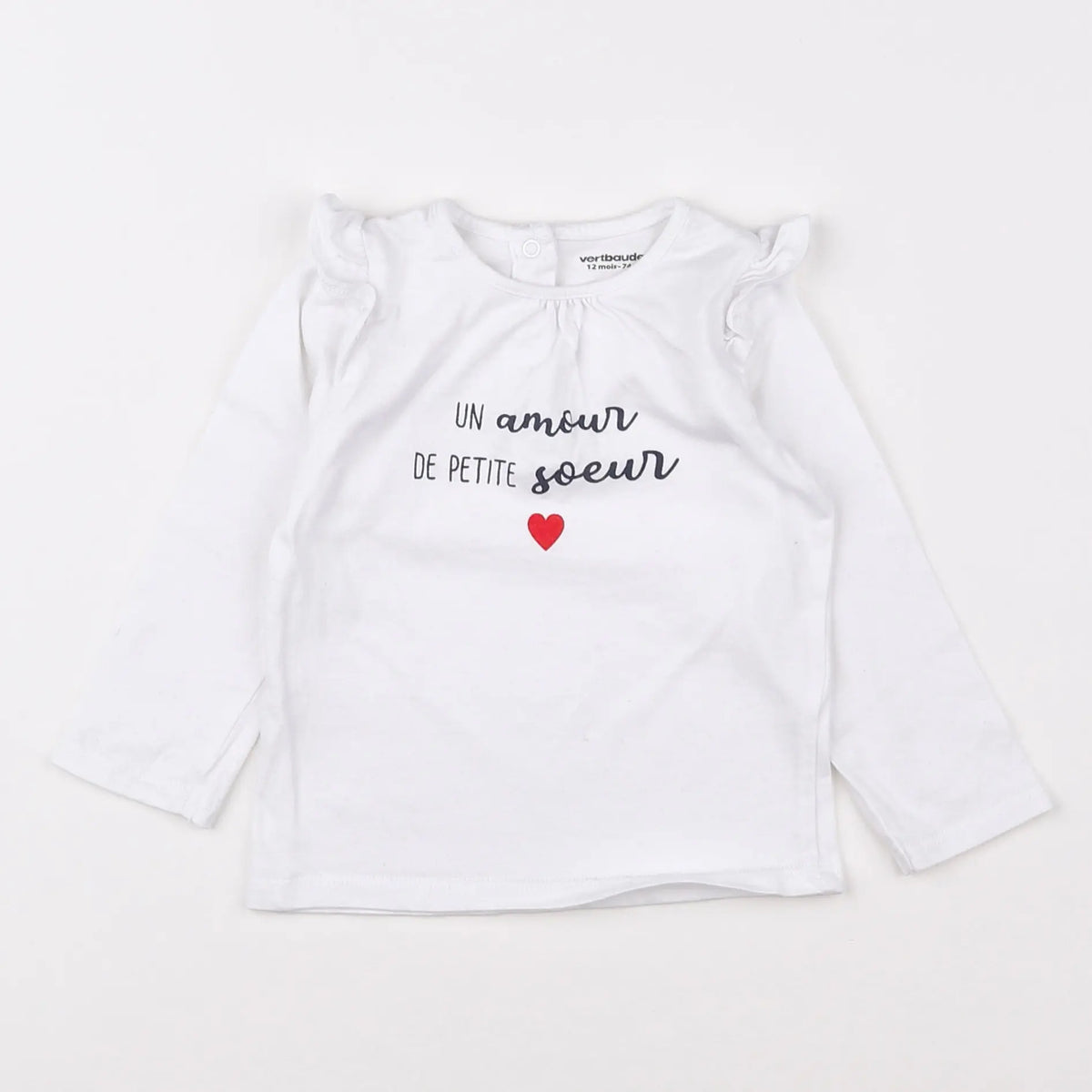 Vertbaudet - tee-shirt blanc, bleu - 12 mois