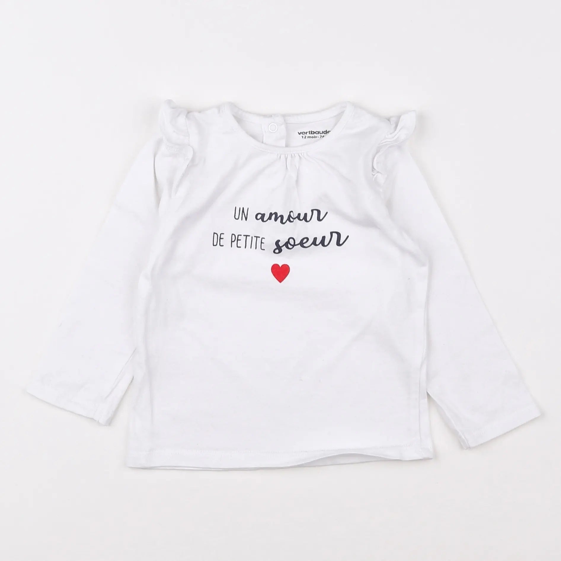 Vertbaudet - tee-shirt blanc, bleu - 12 mois