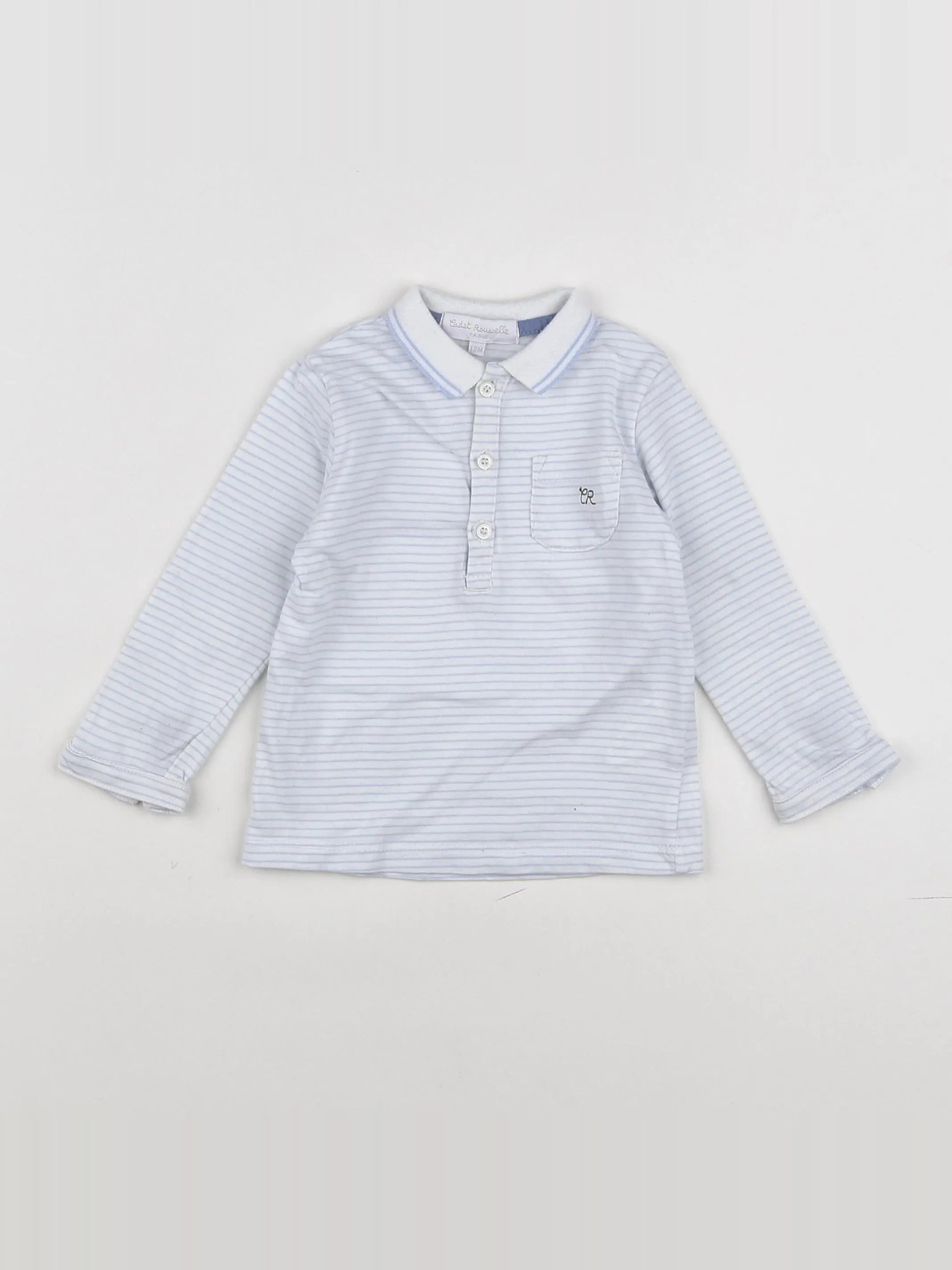 Cadet Rousselle - polo blanc, bleu - 12 mois