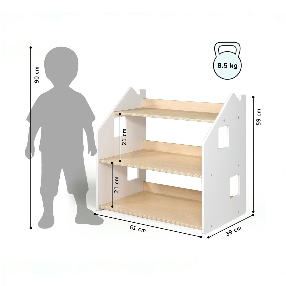 Étagère à jouets - Blanc et Gris