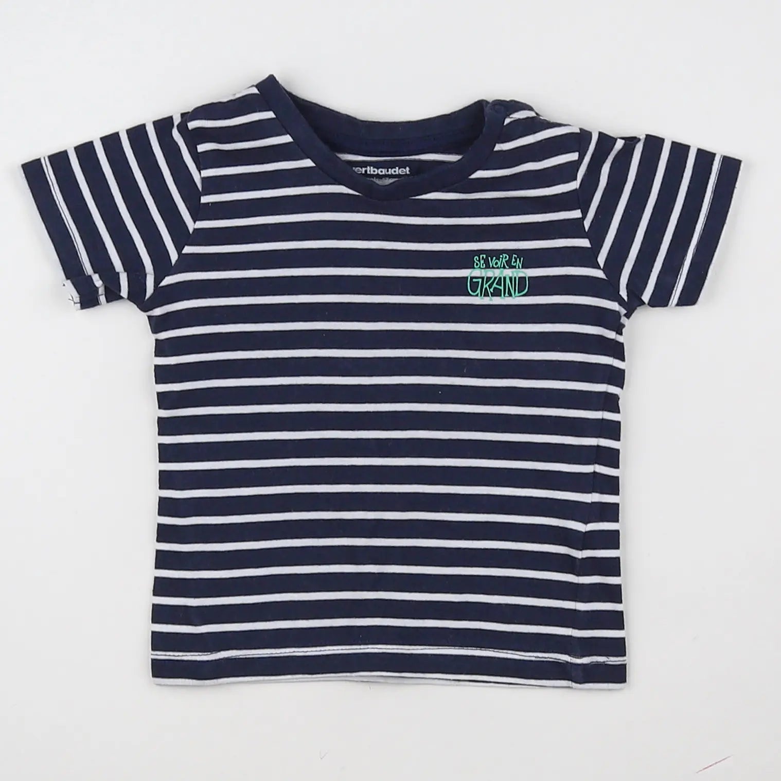 Vertbaudet - tee-shirt bleu, blanc - 6 mois